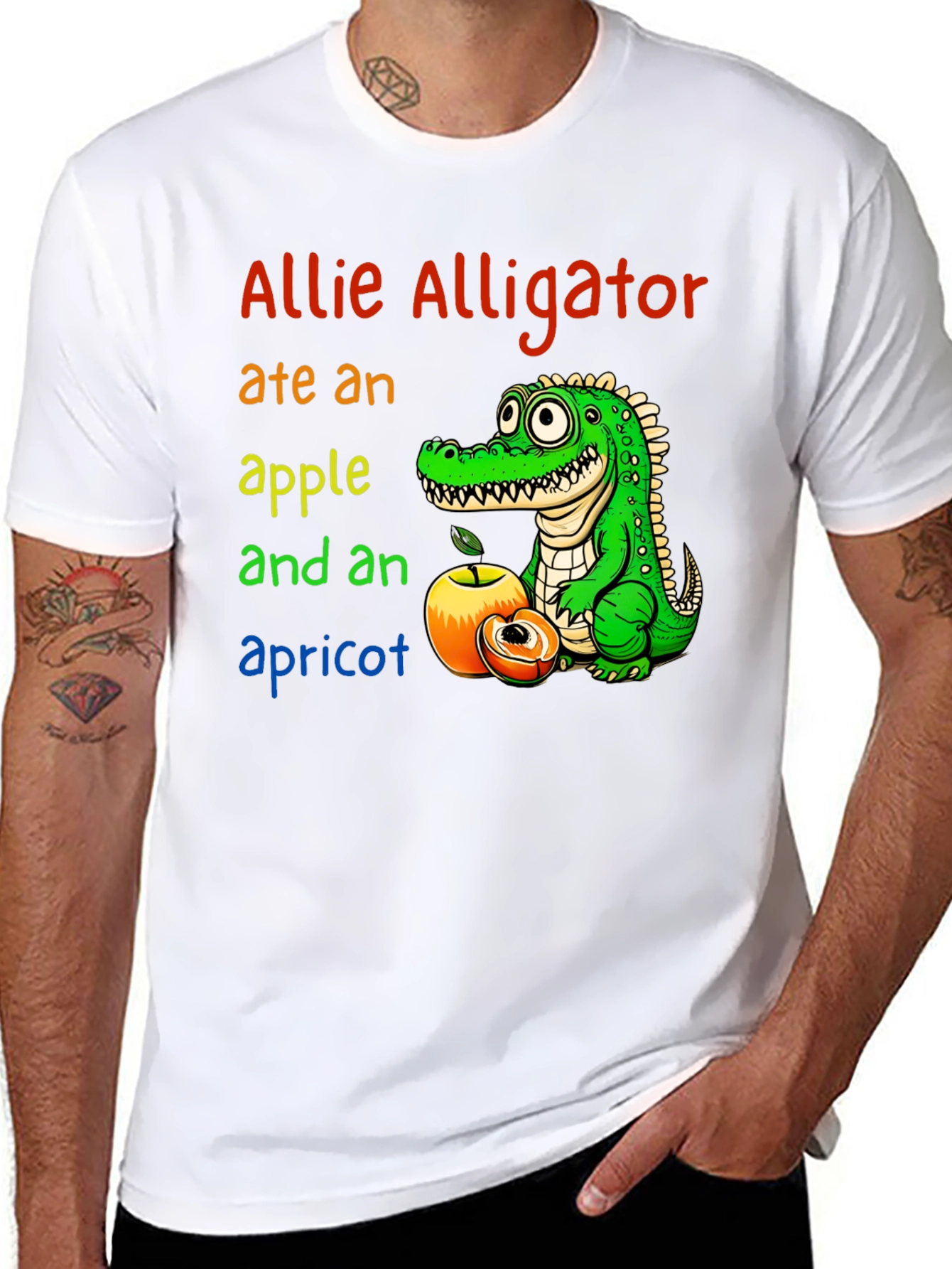 Allie Alligator Eats Apple & Apricot Graphic Tee