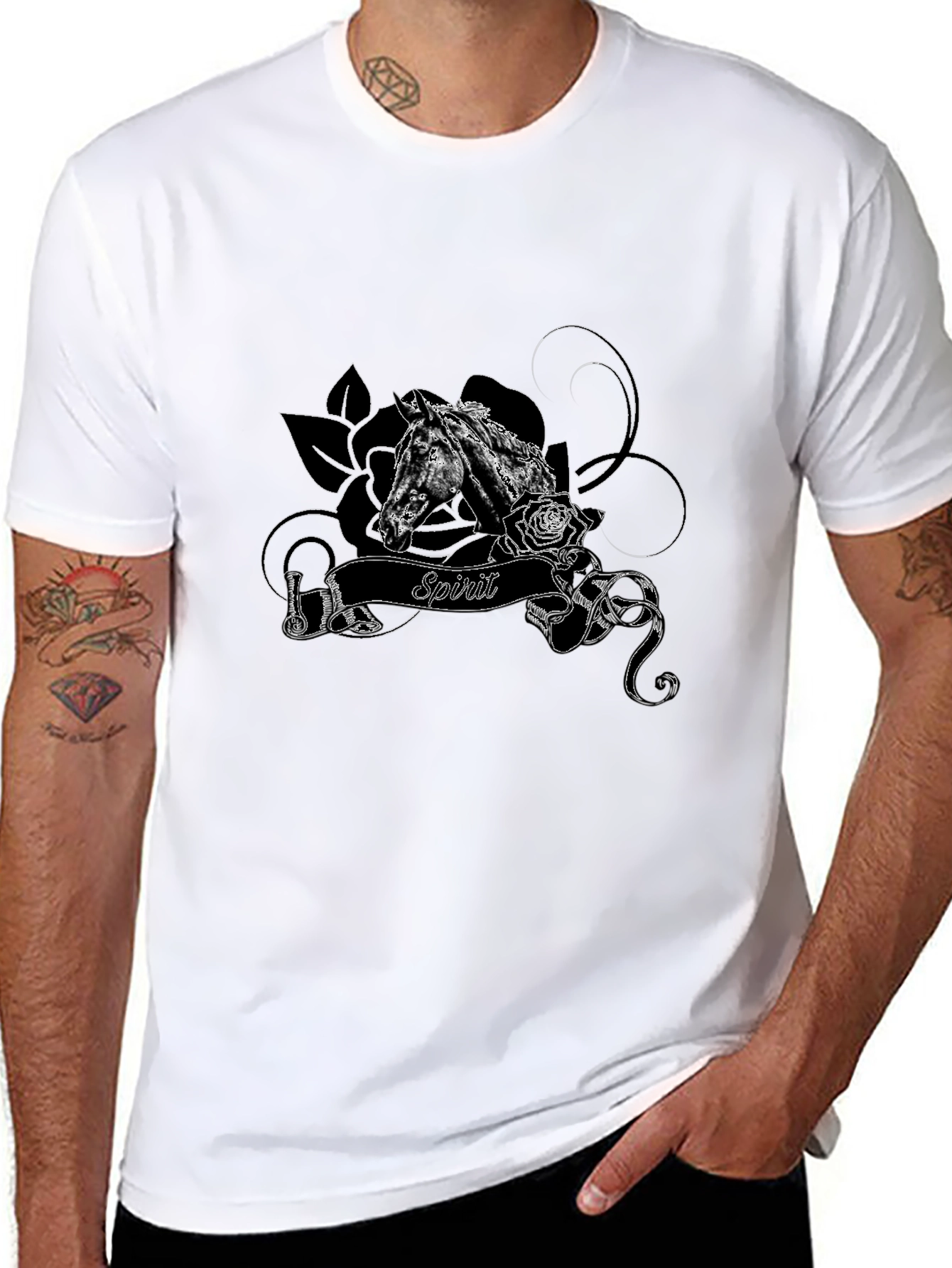 Spirit Horse Graphic Tee - Black Cotton Blend