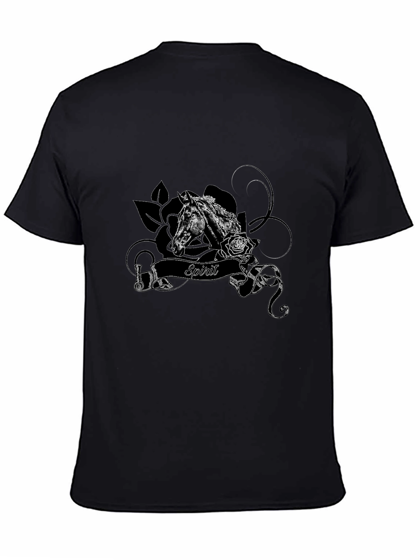 Spirit Horse Graphic Tee - Black Cotton Blend