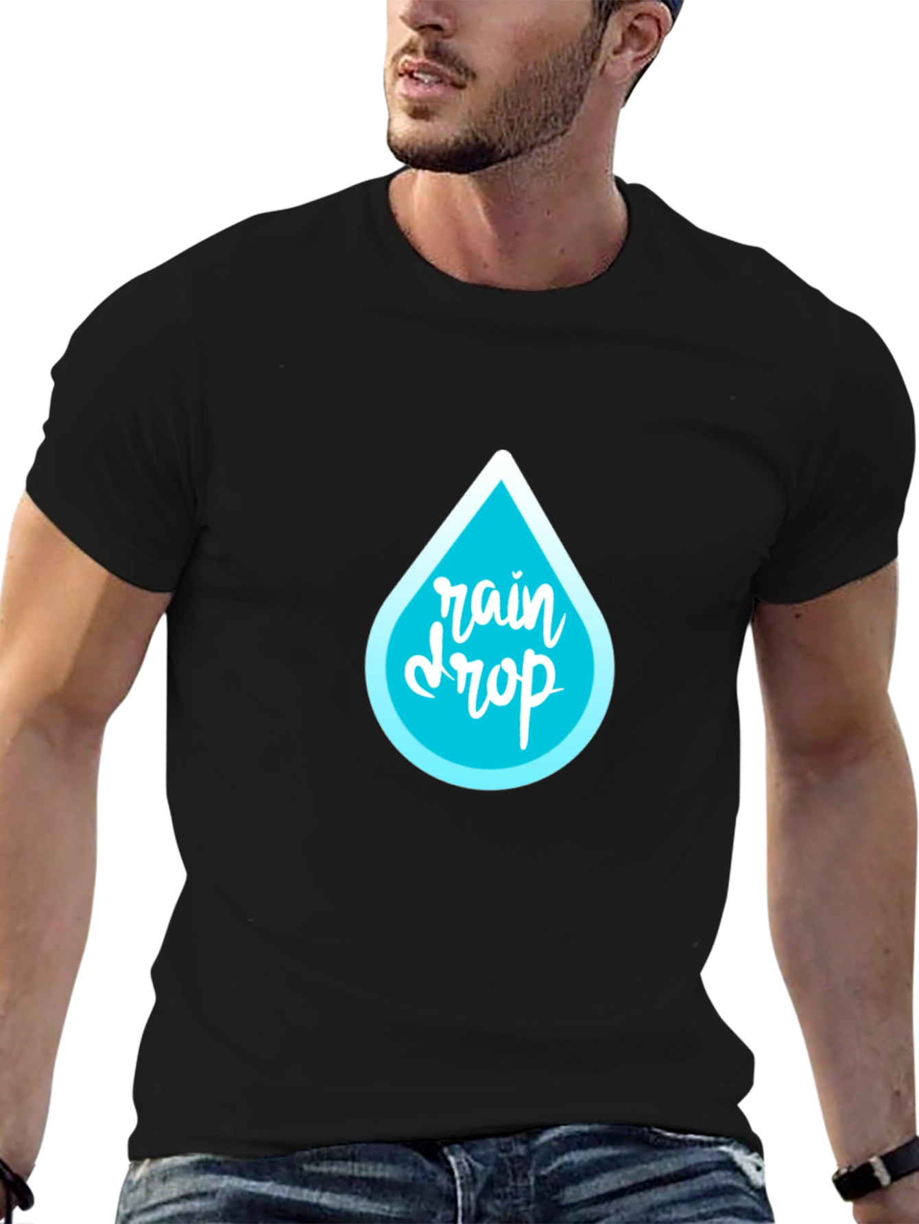 Rain Drop Graphic Black T-Shirt
