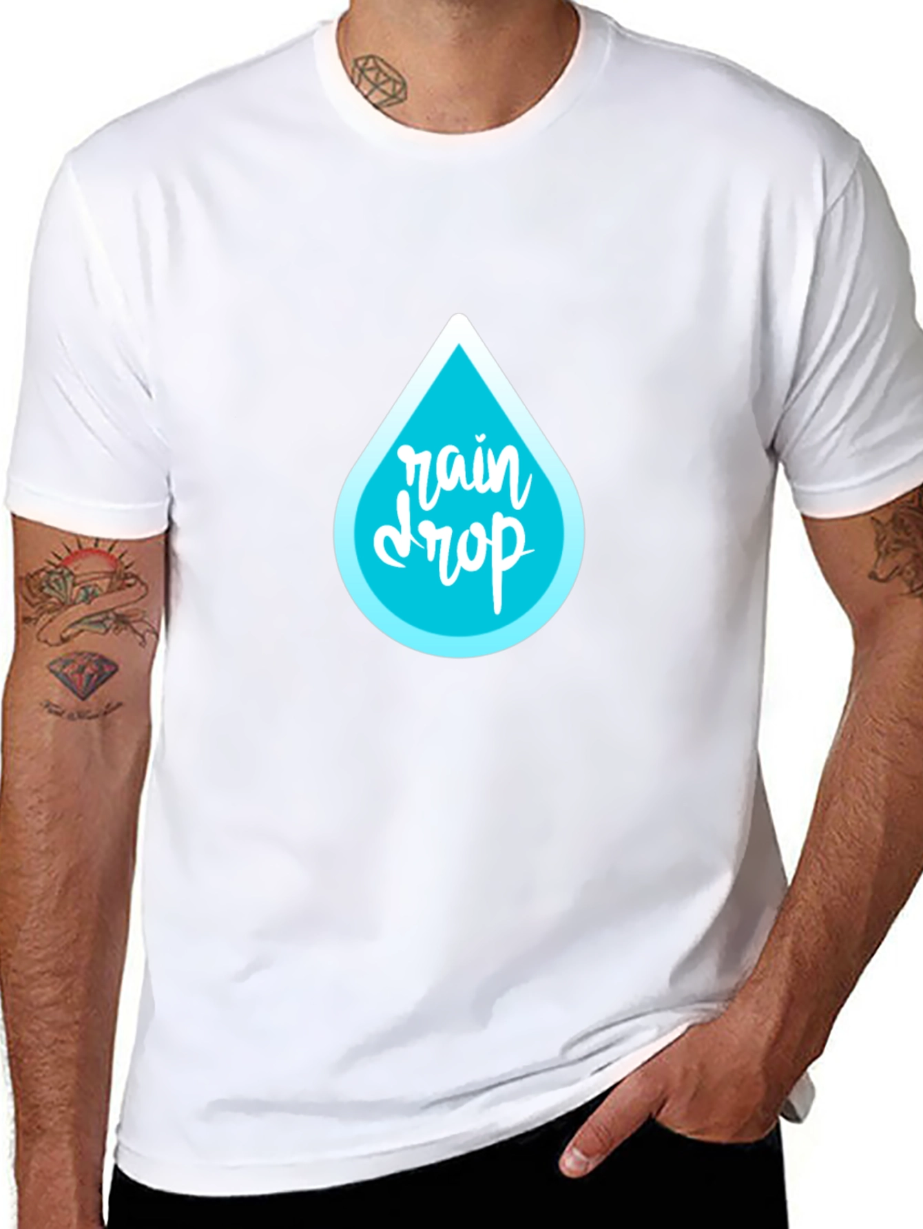 Rain Drop Graphic Black T-Shirt