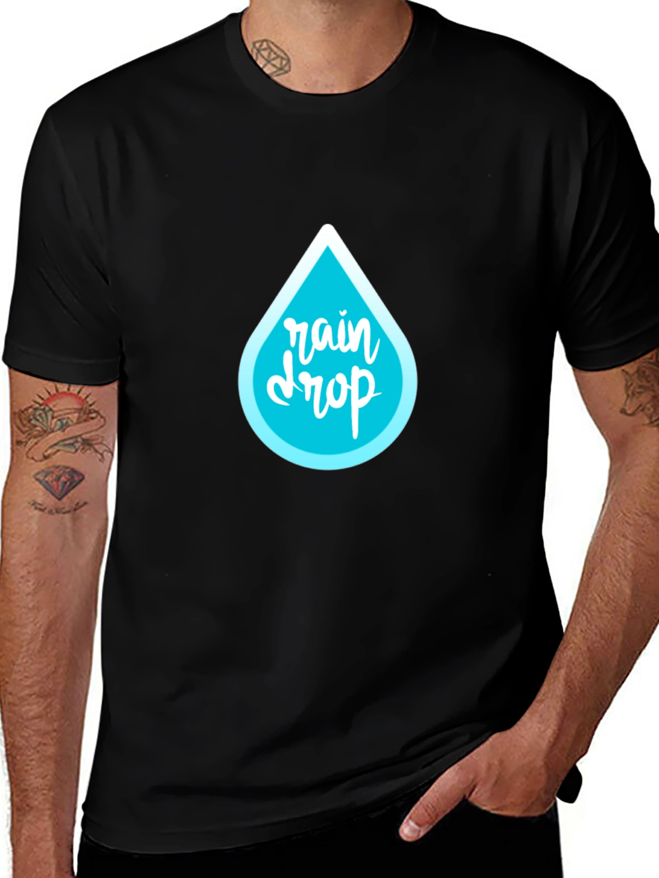 Rain Drop Graphic Black T-Shirt