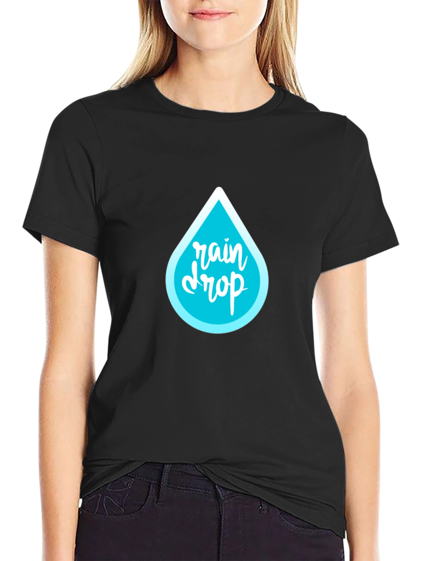 Rain Drop Graphic Black T-Shirt