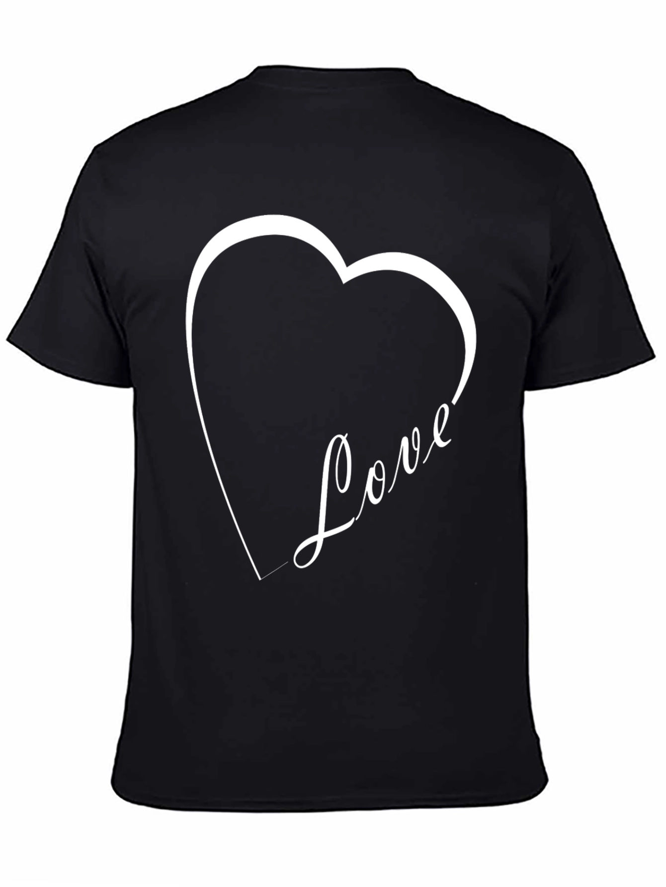 Love Heart Graphic Black T-Shirt