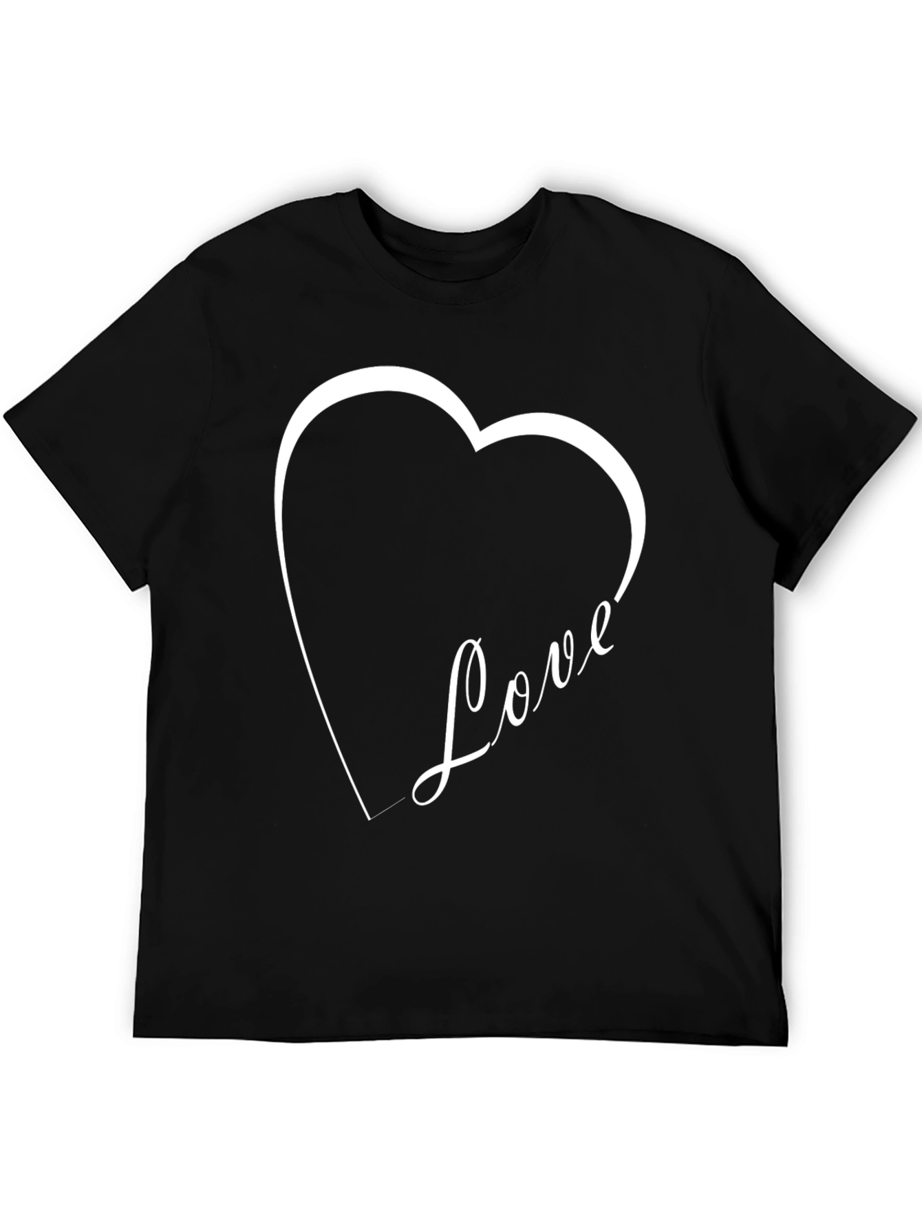 Love Heart Graphic Black T-Shirt