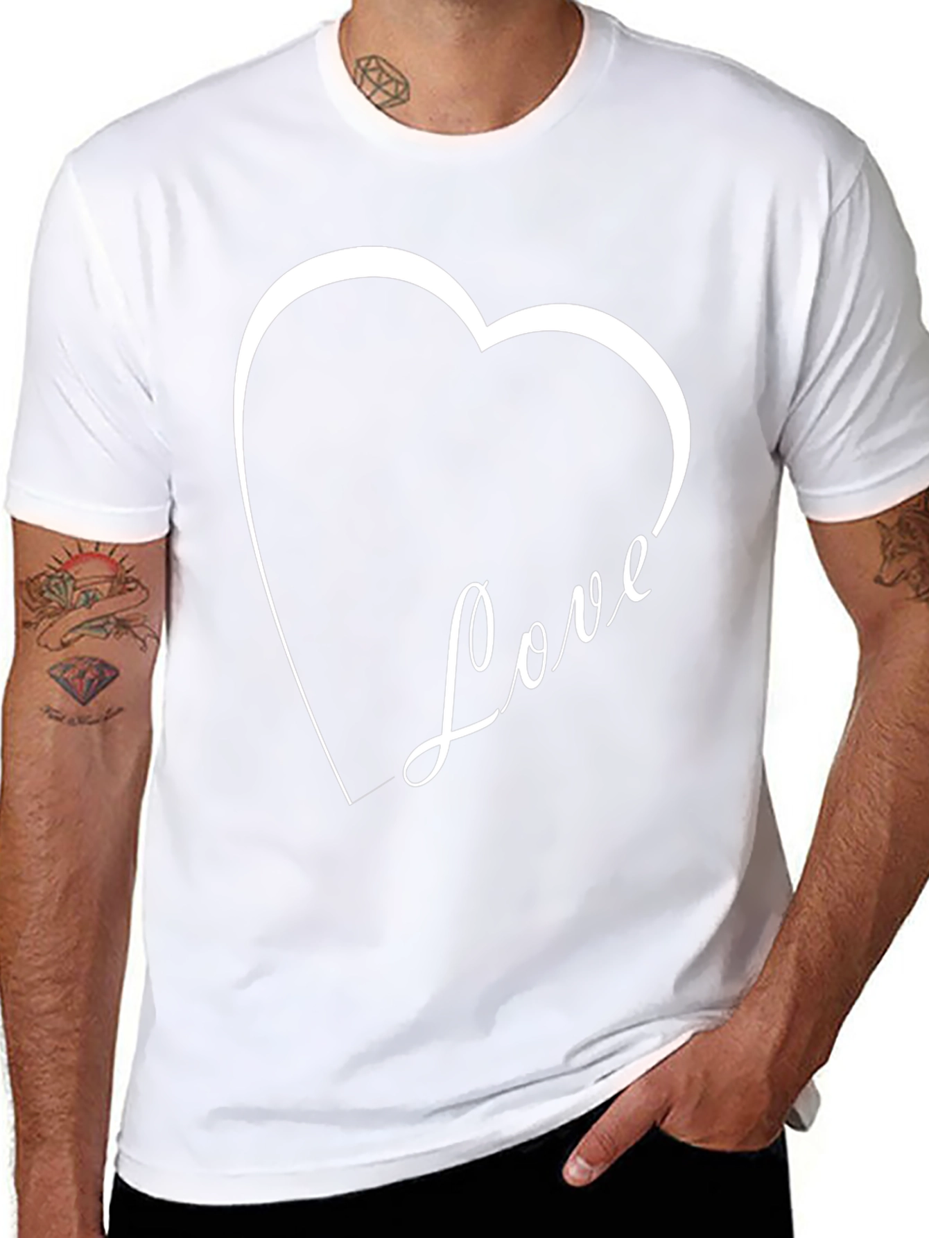 Love Heart Graphic Black T-Shirt