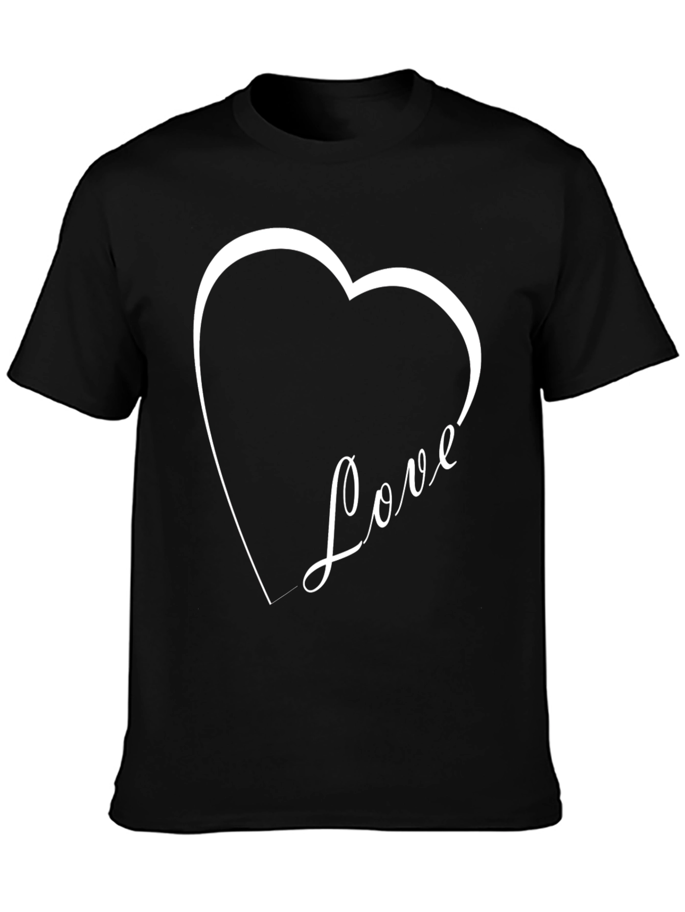 Love Heart Graphic Black T-Shirt