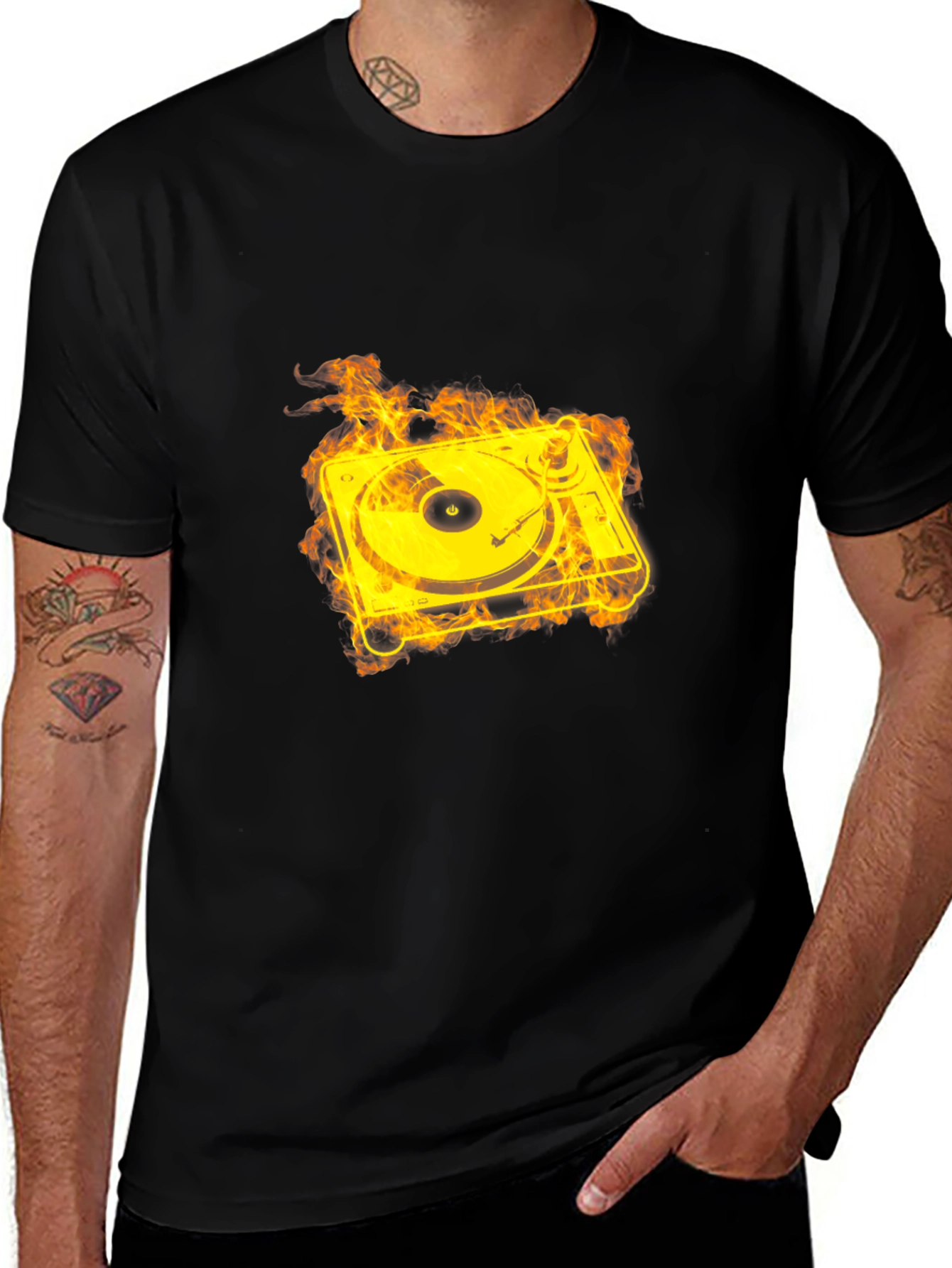 Fiery Turntable Graphic Tee - Black