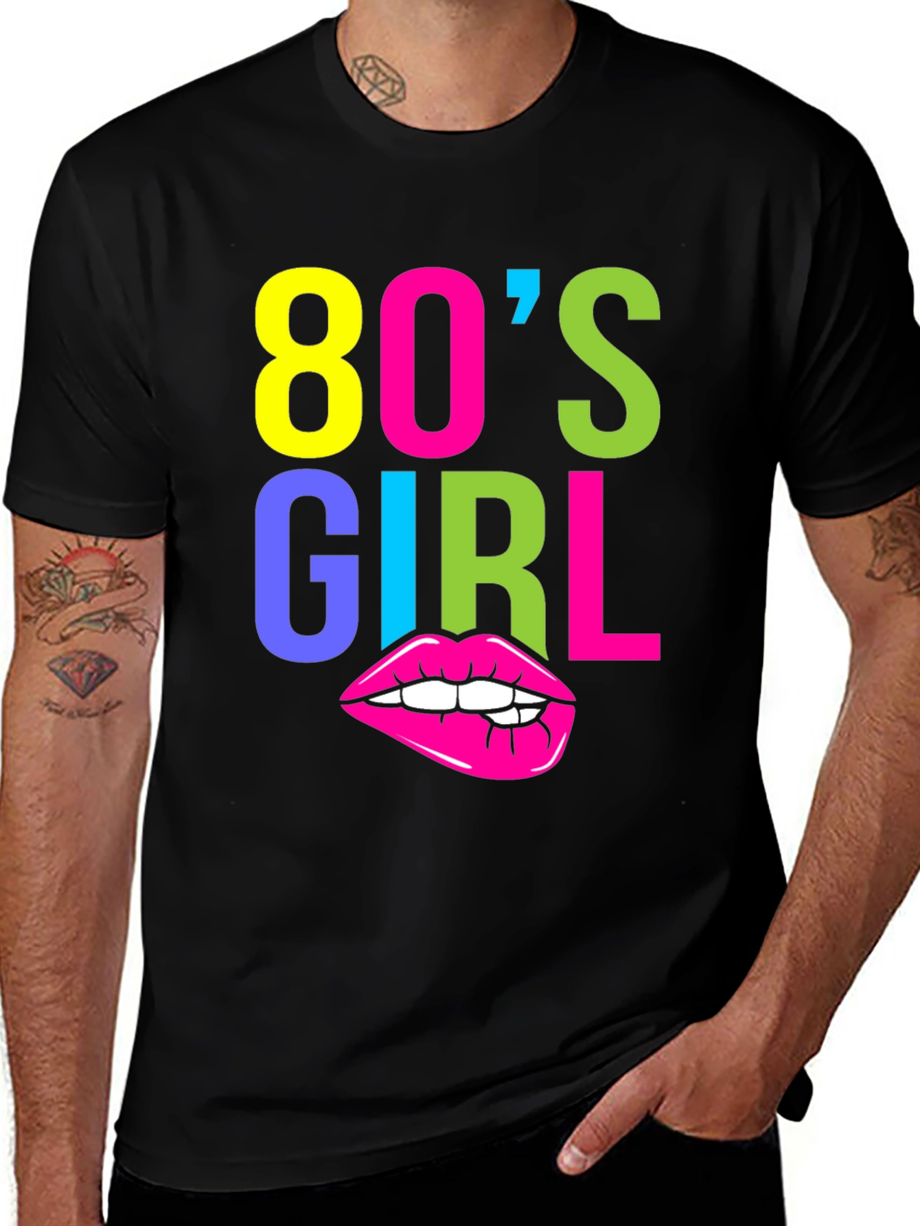 80s Girl Graphic Tee - Retro Neon T-Shirt