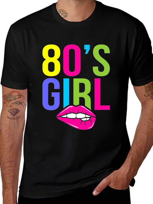 80s Girl Graphic Tee - Retro Neon T-Shirt