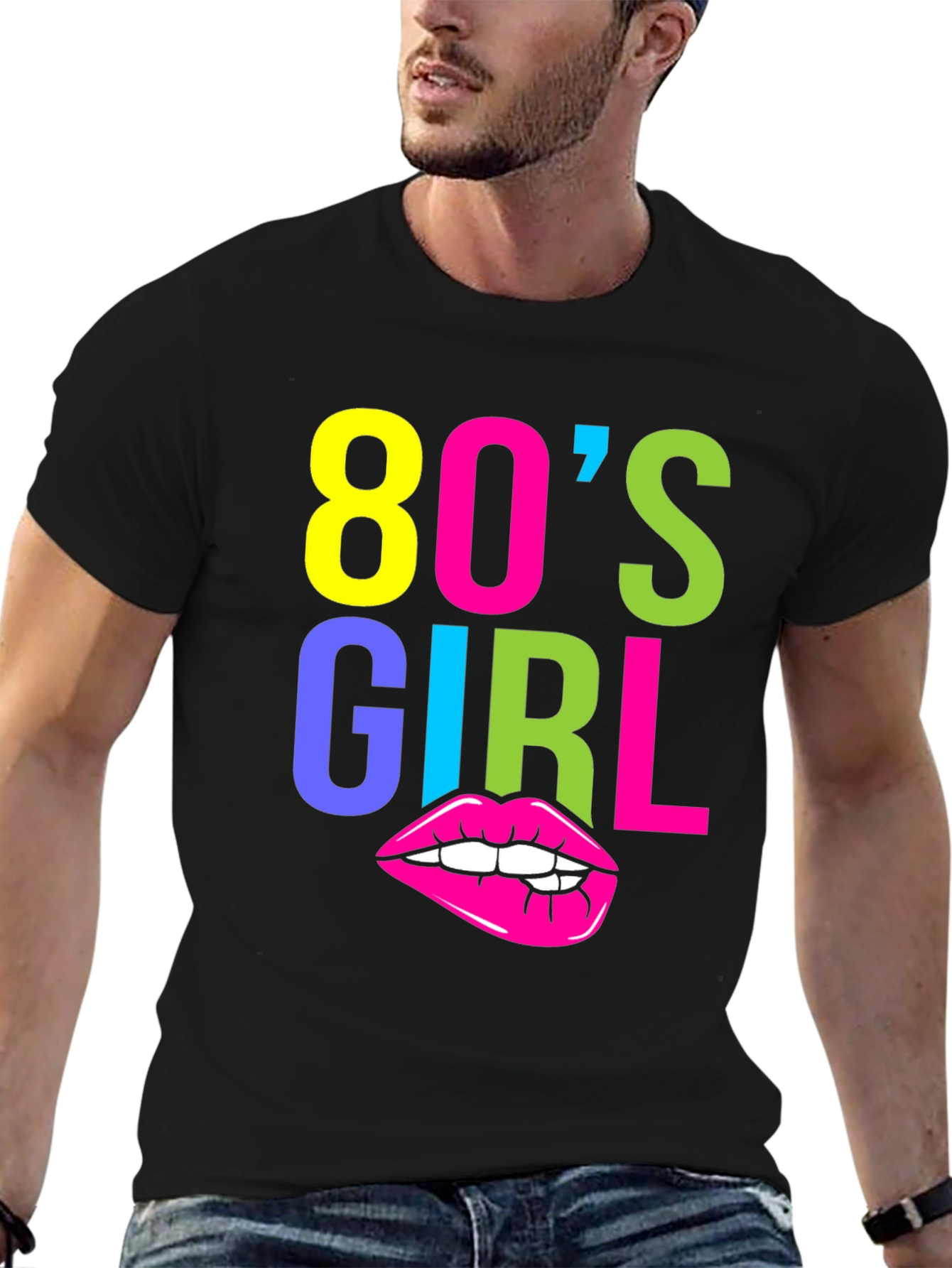 80s Girl Graphic Tee - Retro Neon T-Shirt