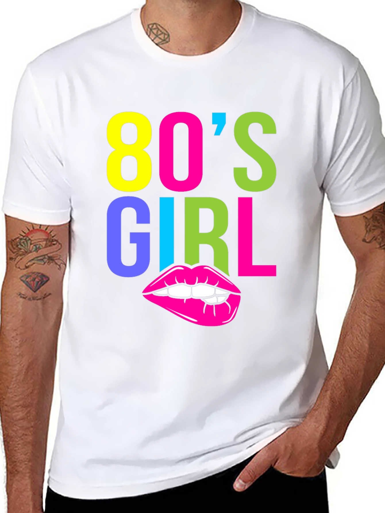 80s Girl Graphic Tee - Retro Neon T-Shirt