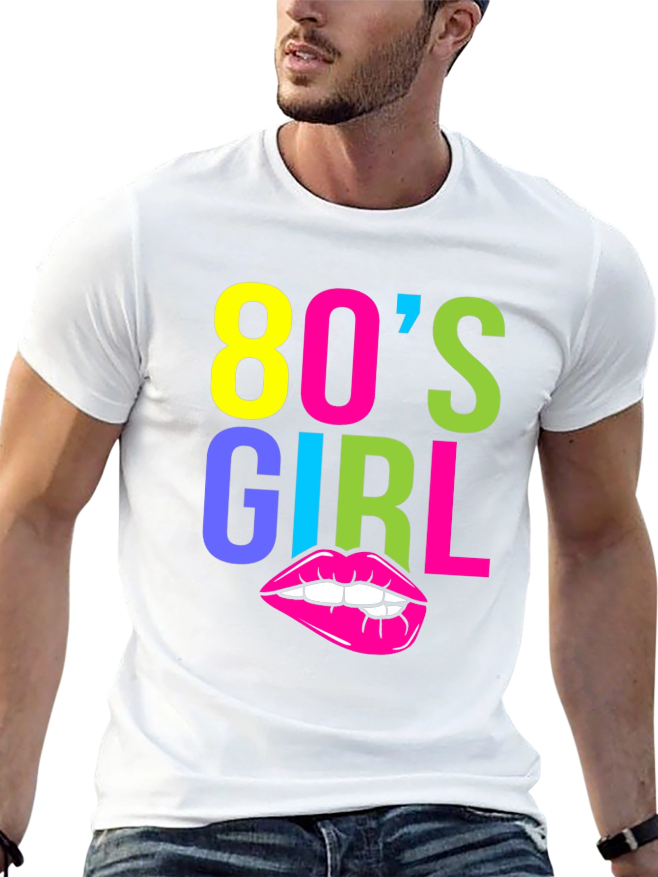 80s Girl Graphic Tee - Retro Neon T-Shirt
