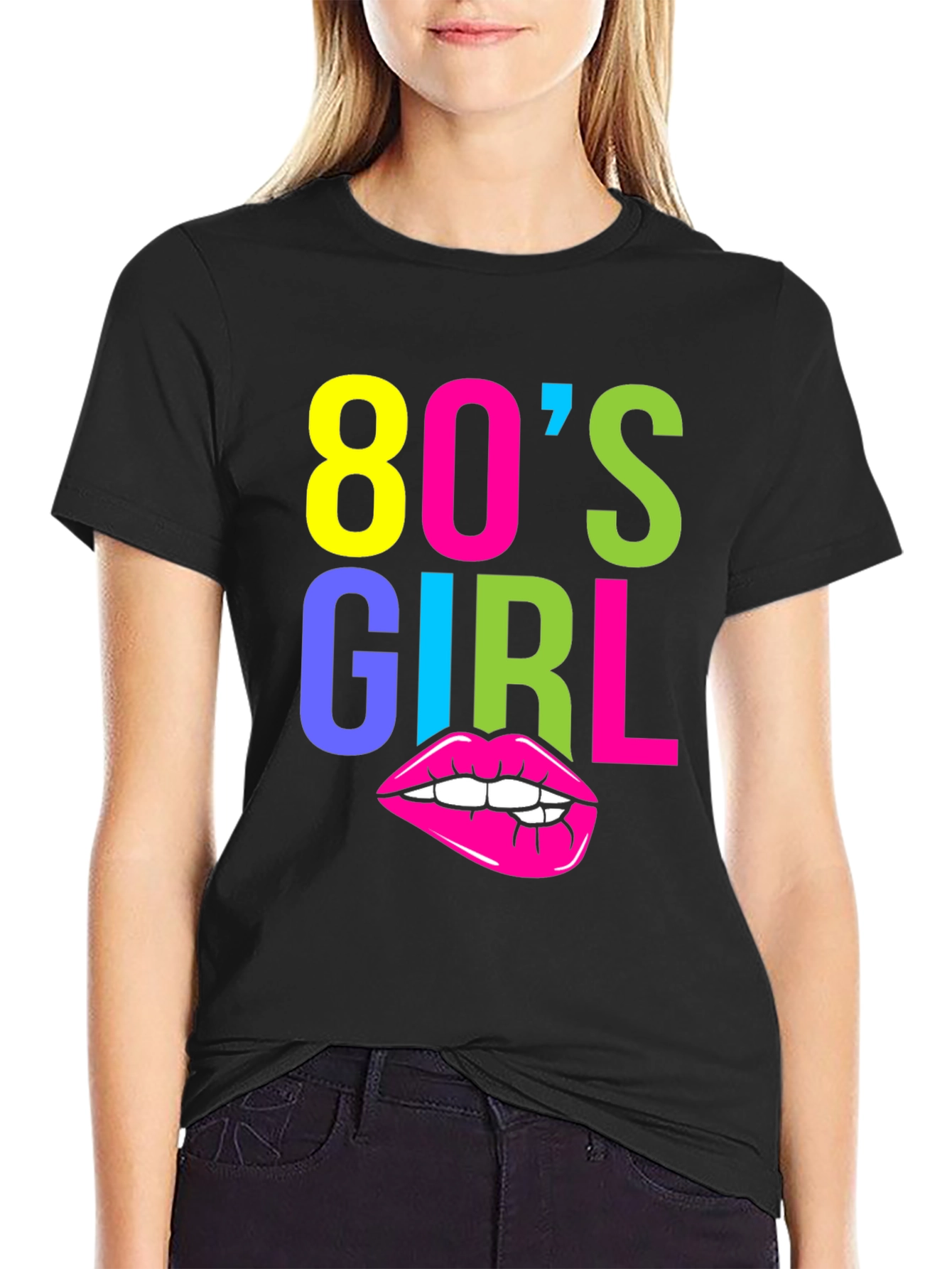 80s Girl Graphic Tee - Retro Neon T-Shirt