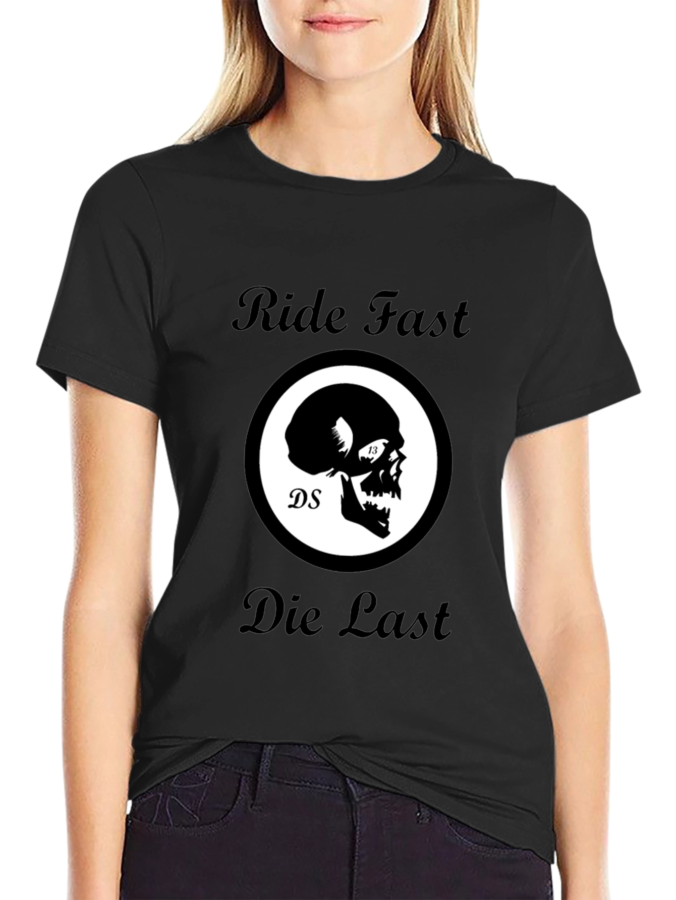 Ride Fast Die Last Skull Graphic Black T-Shirt