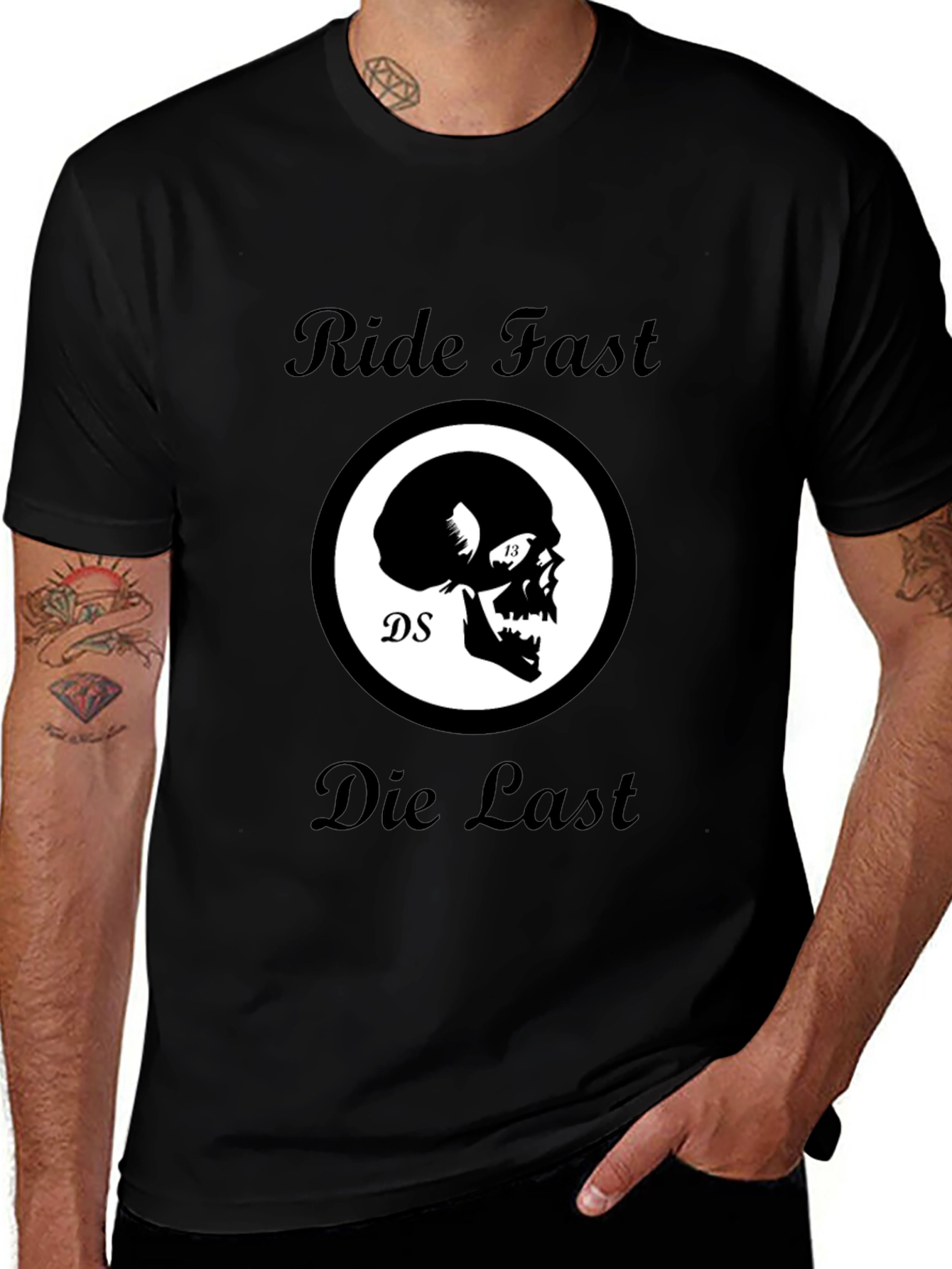 Ride Fast Die Last Skull Graphic Black T-Shirt