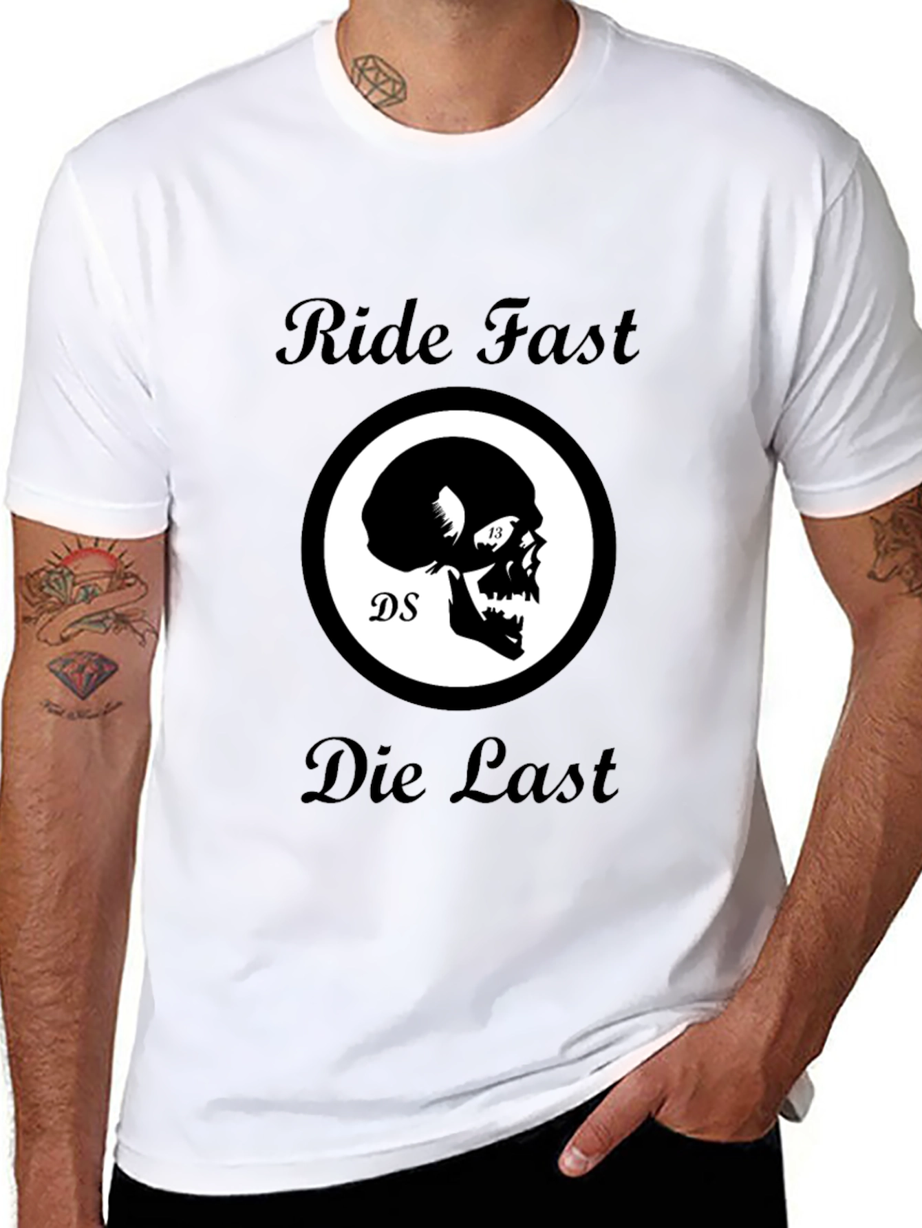 Ride Fast Die Last Skull Graphic Black T-Shirt