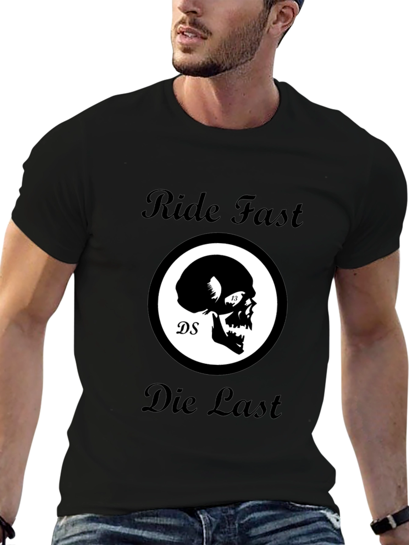 Ride Fast Die Last Skull Graphic Black T-Shirt