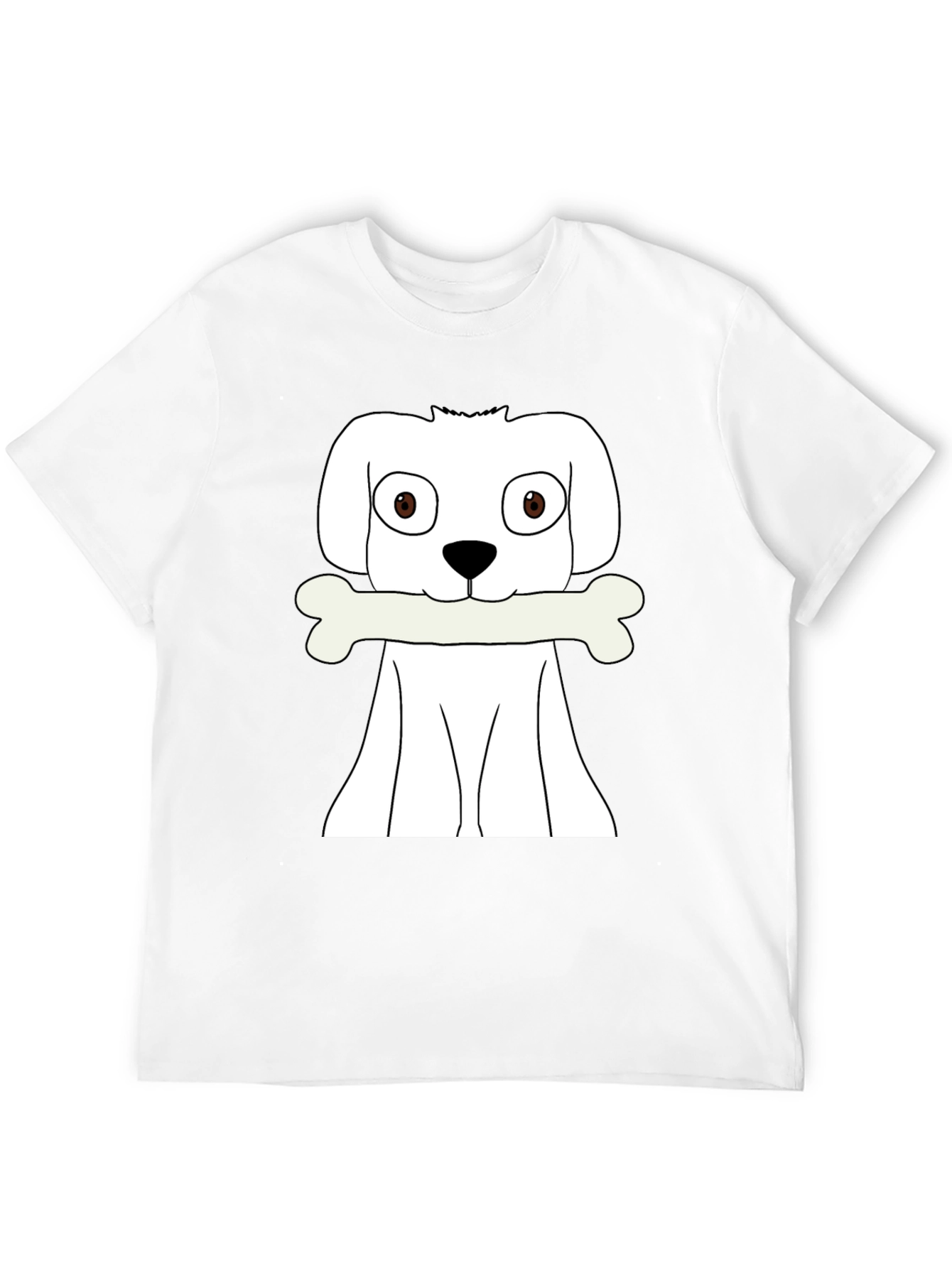 Dog with Bone Graphic T-Shirt - Black