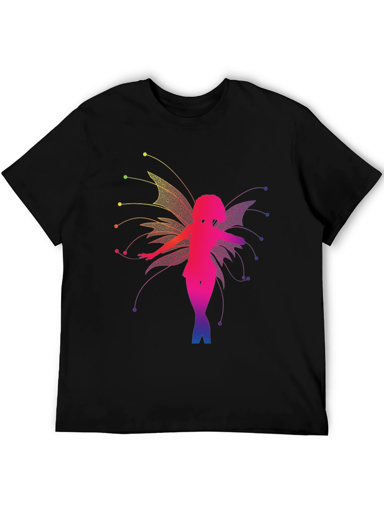 Rainbow Fairy Graphic Black T-Shirt