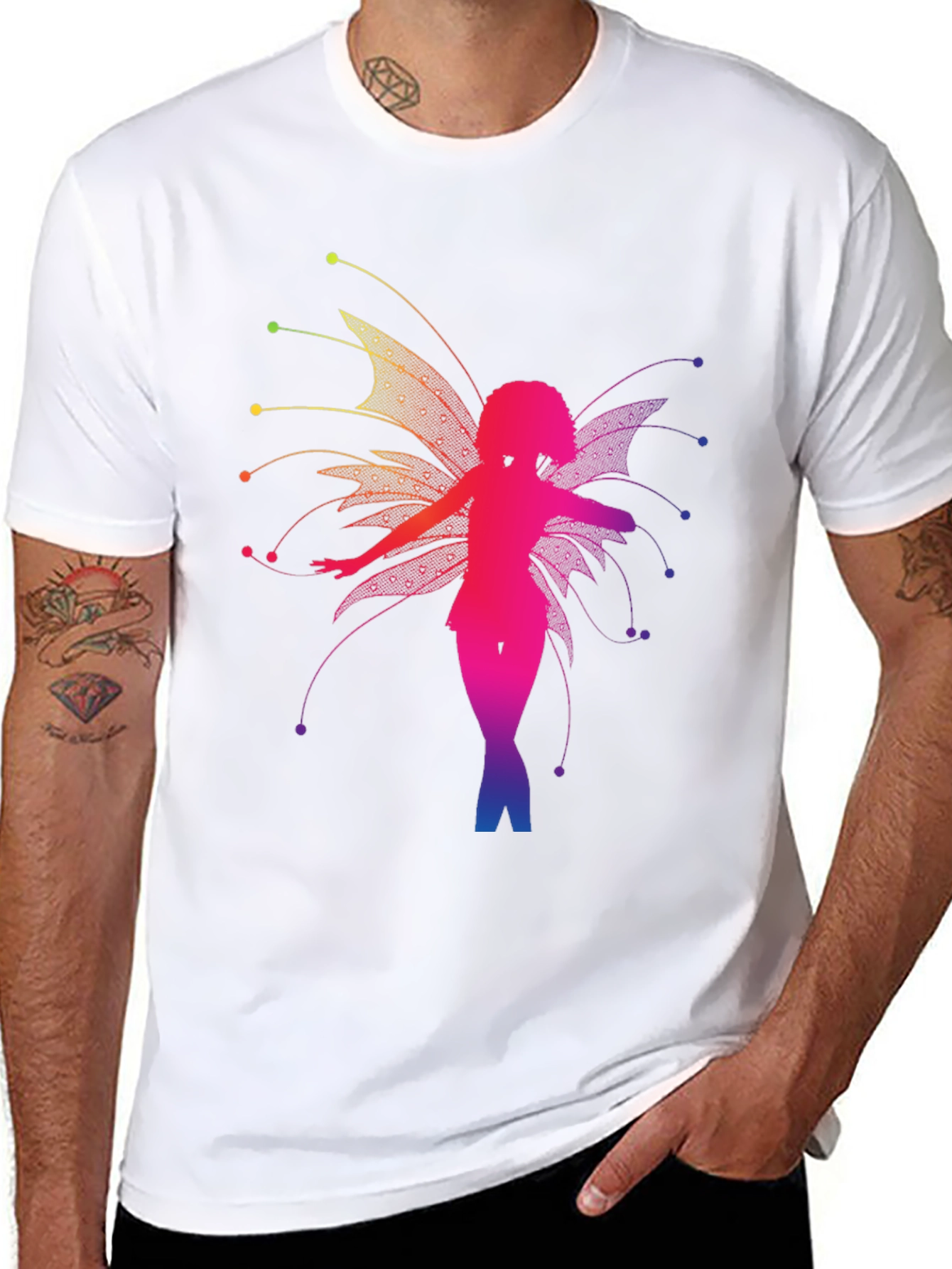 Rainbow Fairy Graphic Black T-Shirt