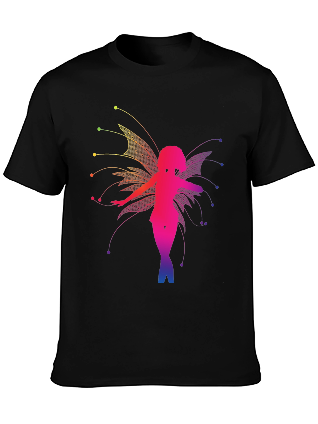 Rainbow Fairy Graphic Black T-Shirt