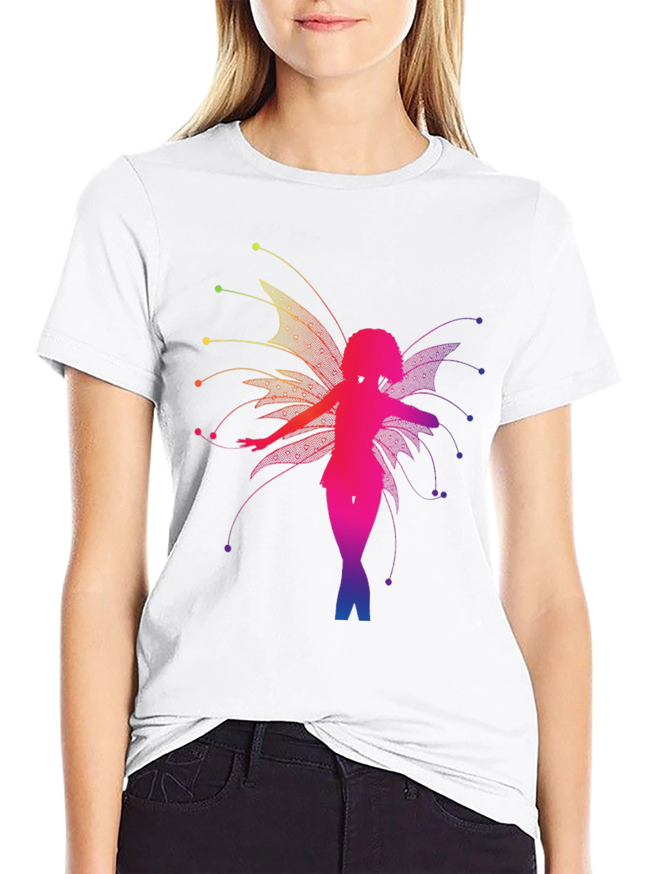 Rainbow Fairy Graphic Black T-Shirt