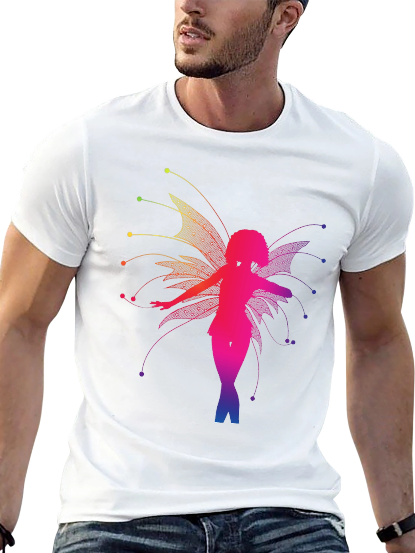 Rainbow Fairy Graphic Black T-Shirt