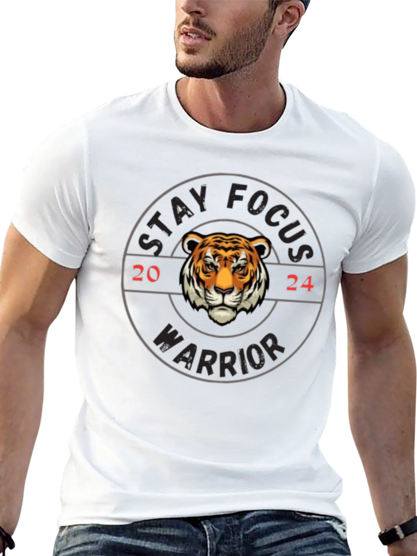 Stay Focus Warrior Tiger Graphic T-Shirt