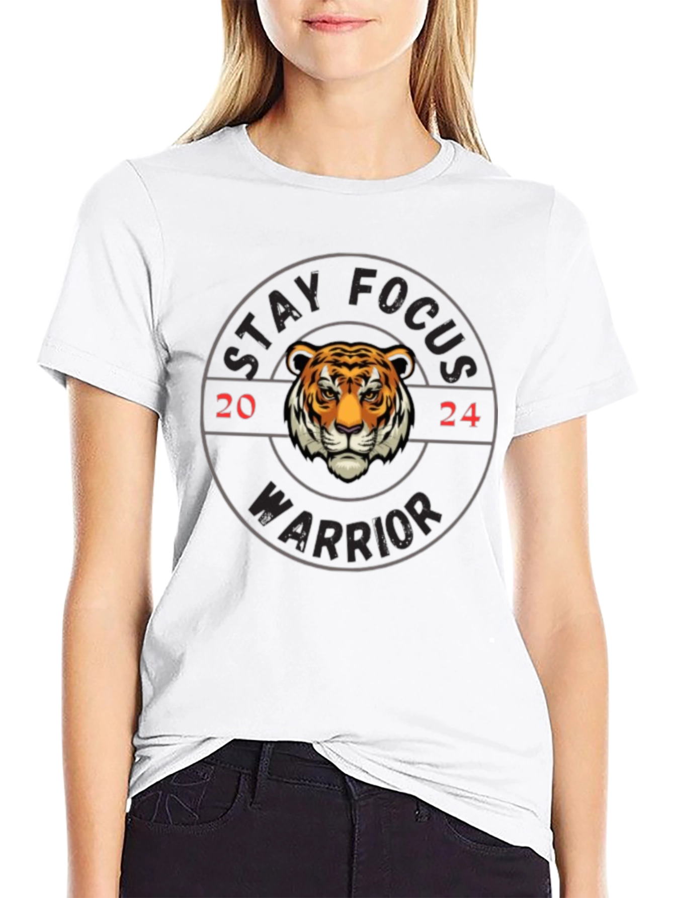 Stay Focus Warrior Tiger Graphic T-Shirt