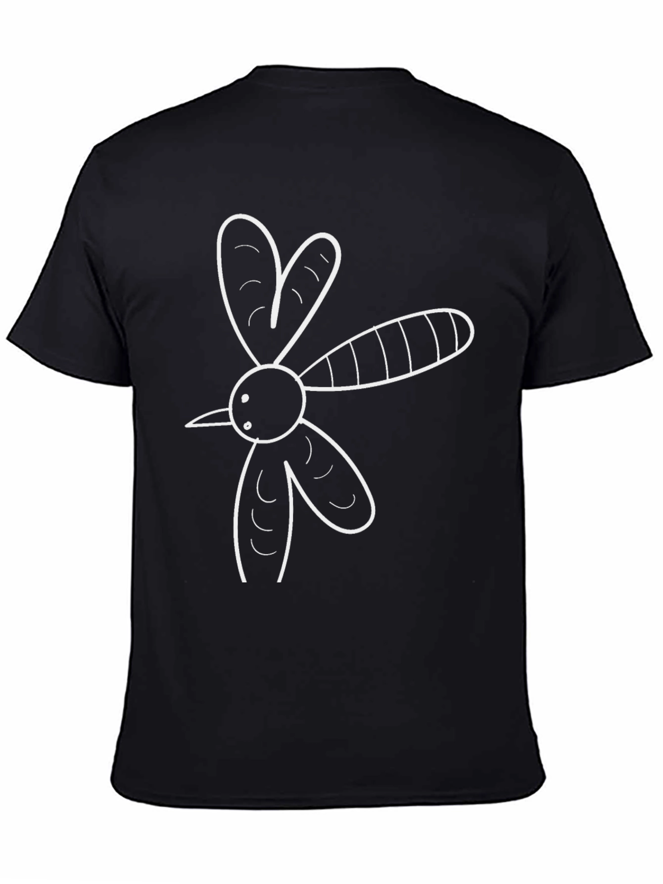 Black T-Shirt with Abstract Mosquito Graphic