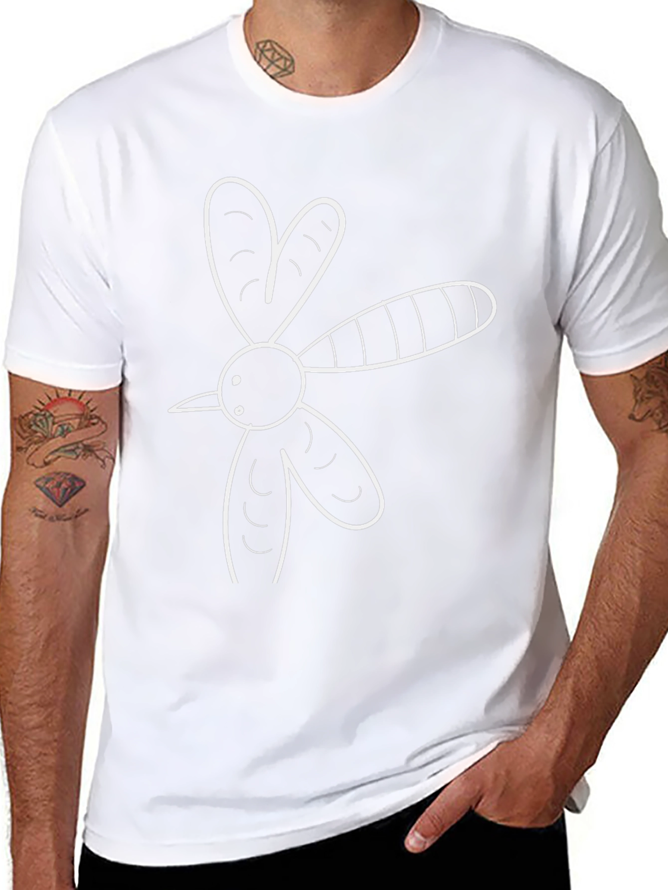 Black T-Shirt with Abstract Mosquito Graphic