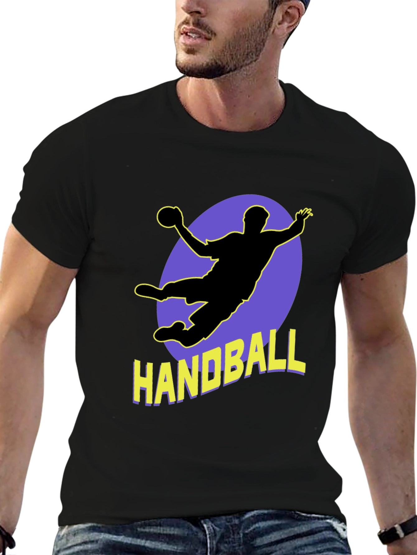 Handball Player Graphic Tee - Sporty Black T-Shirt