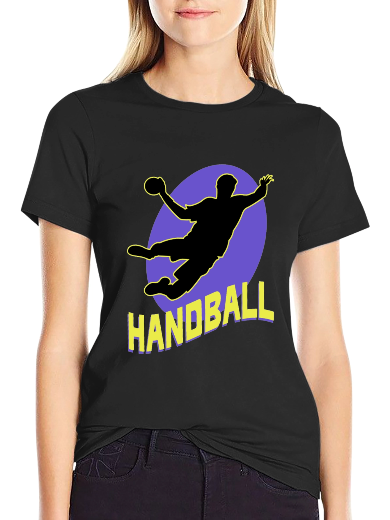 Handball Player Graphic Tee - Sporty Black T-Shirt