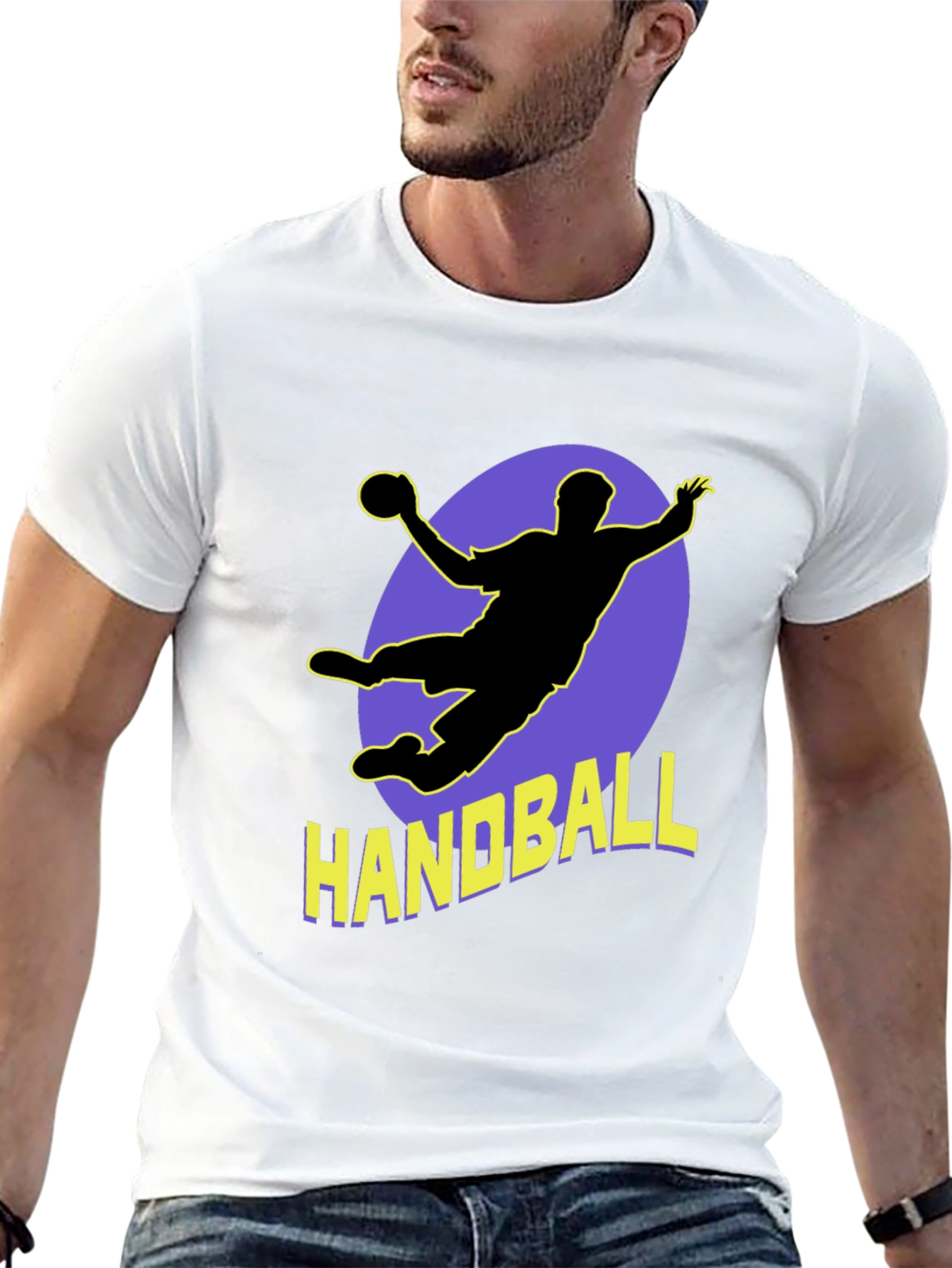 Handball Player Graphic Tee - Sporty Black T-Shirt