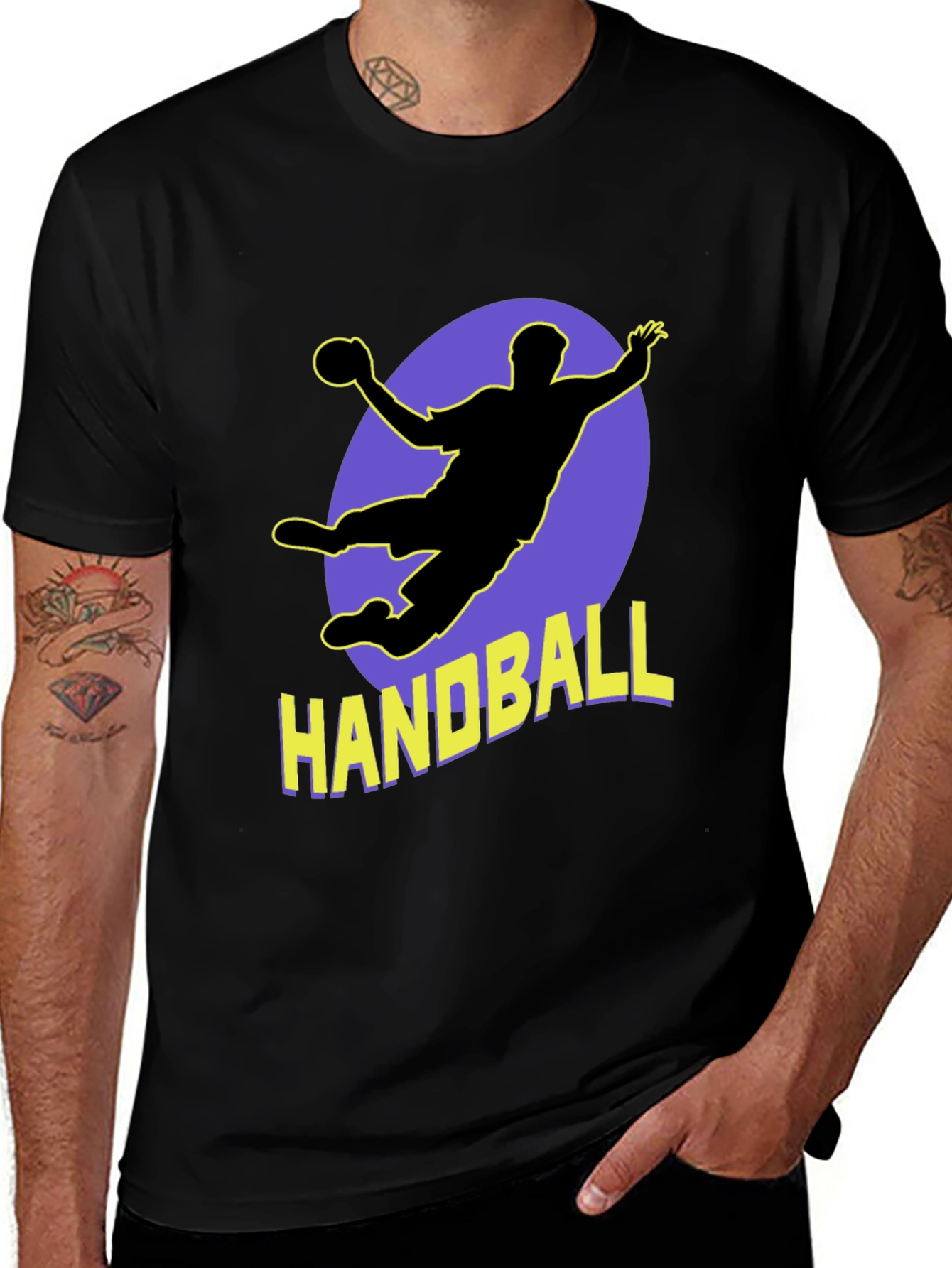 Handball Player Graphic Tee - Sporty Black T-Shirt