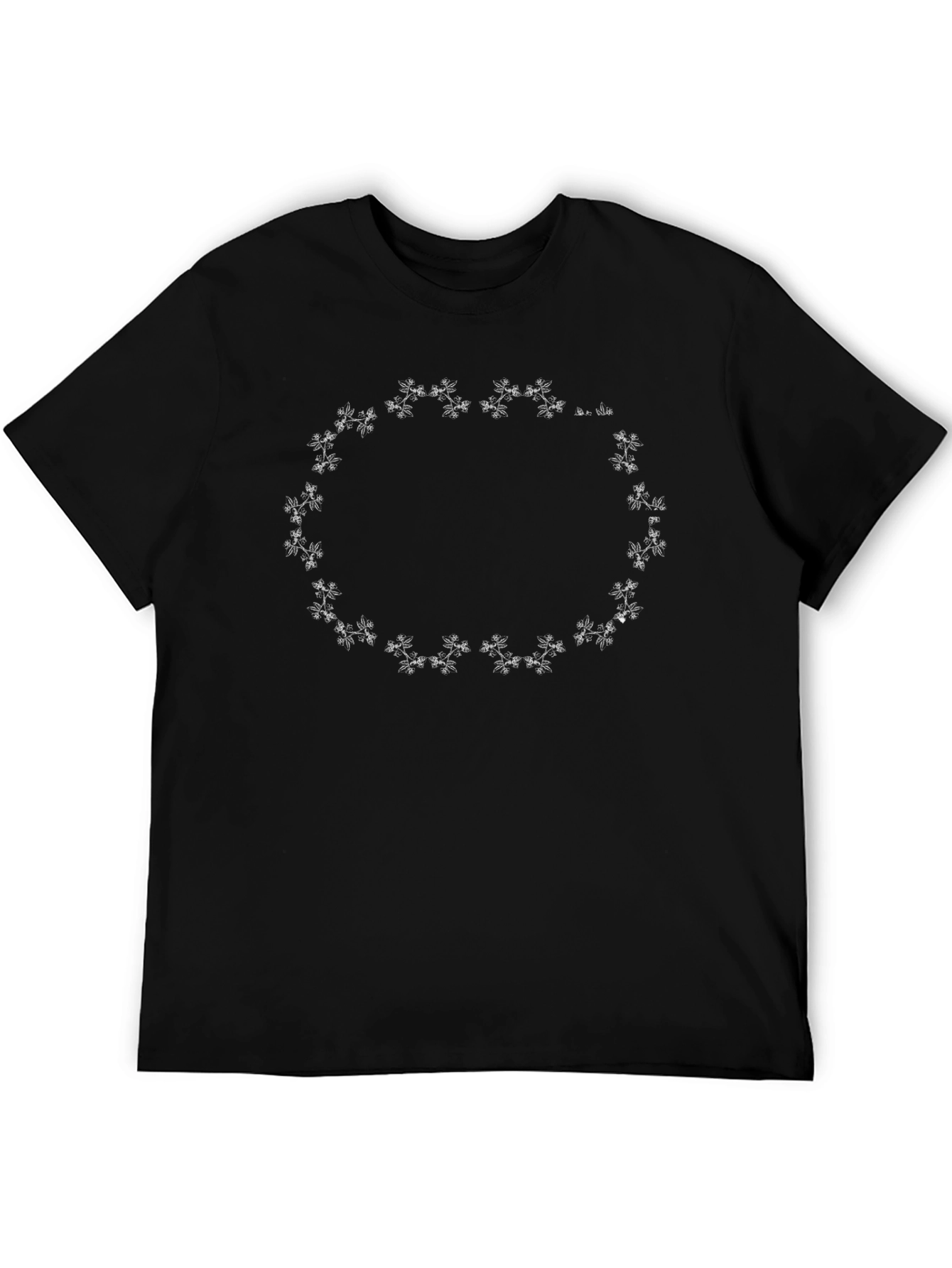 Black Tee with Floral Circle Design