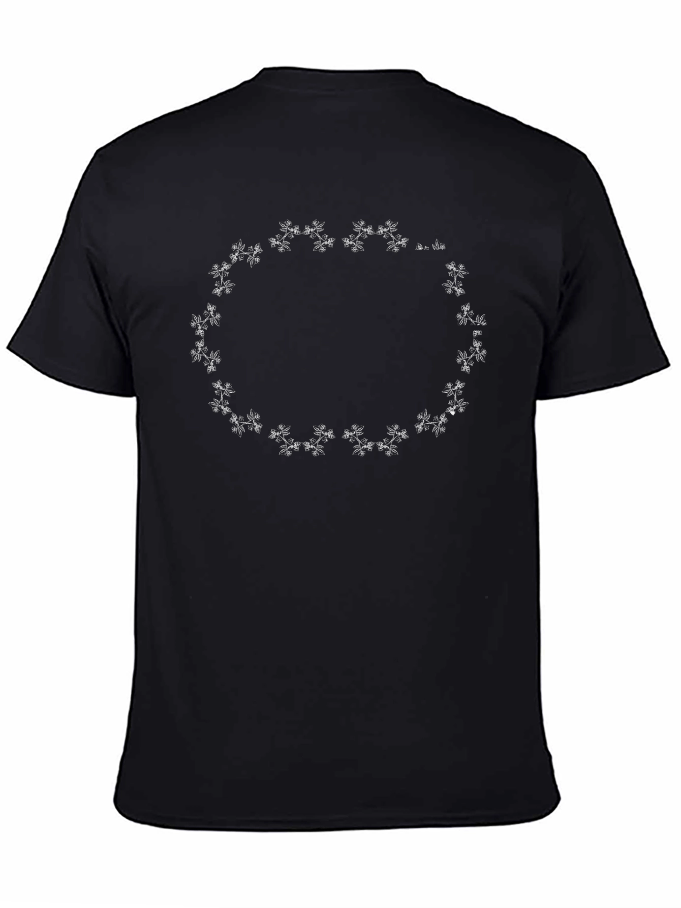 Black Tee with Floral Circle Design