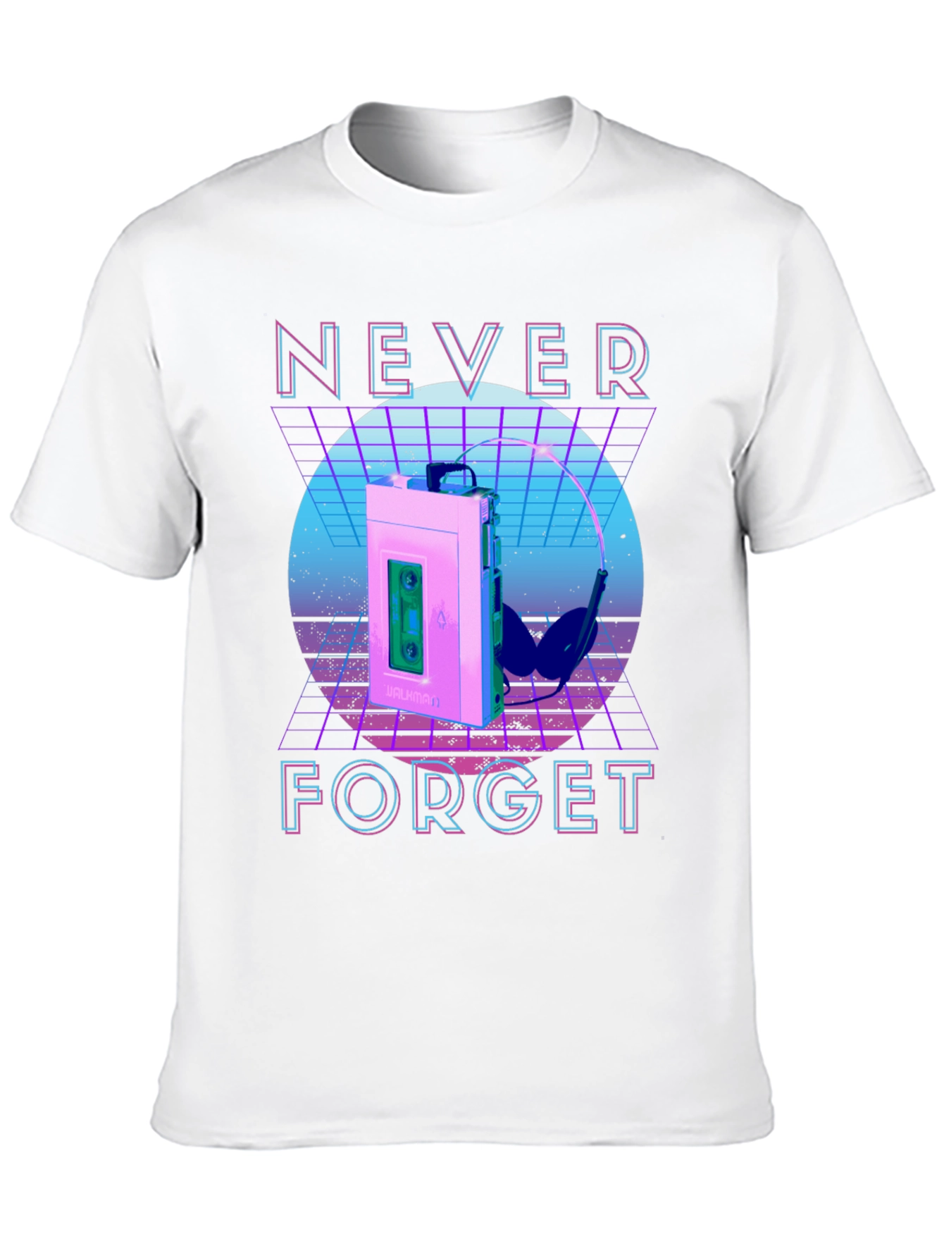 Retro Wave Never Forget Cassette Player Graphic T-Shirt