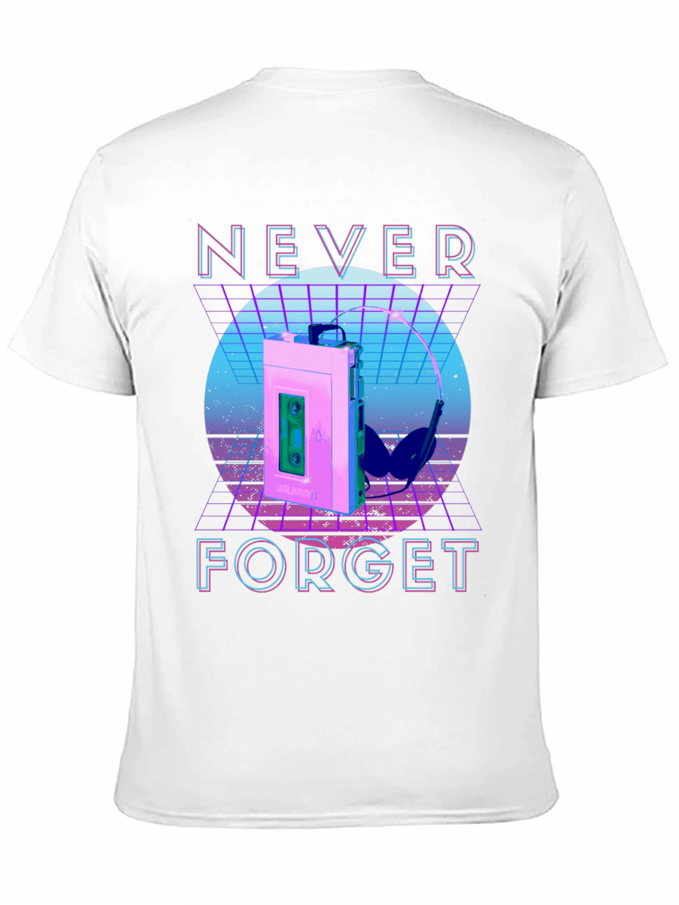 Retro Wave Never Forget Cassette Player Graphic T-Shirt