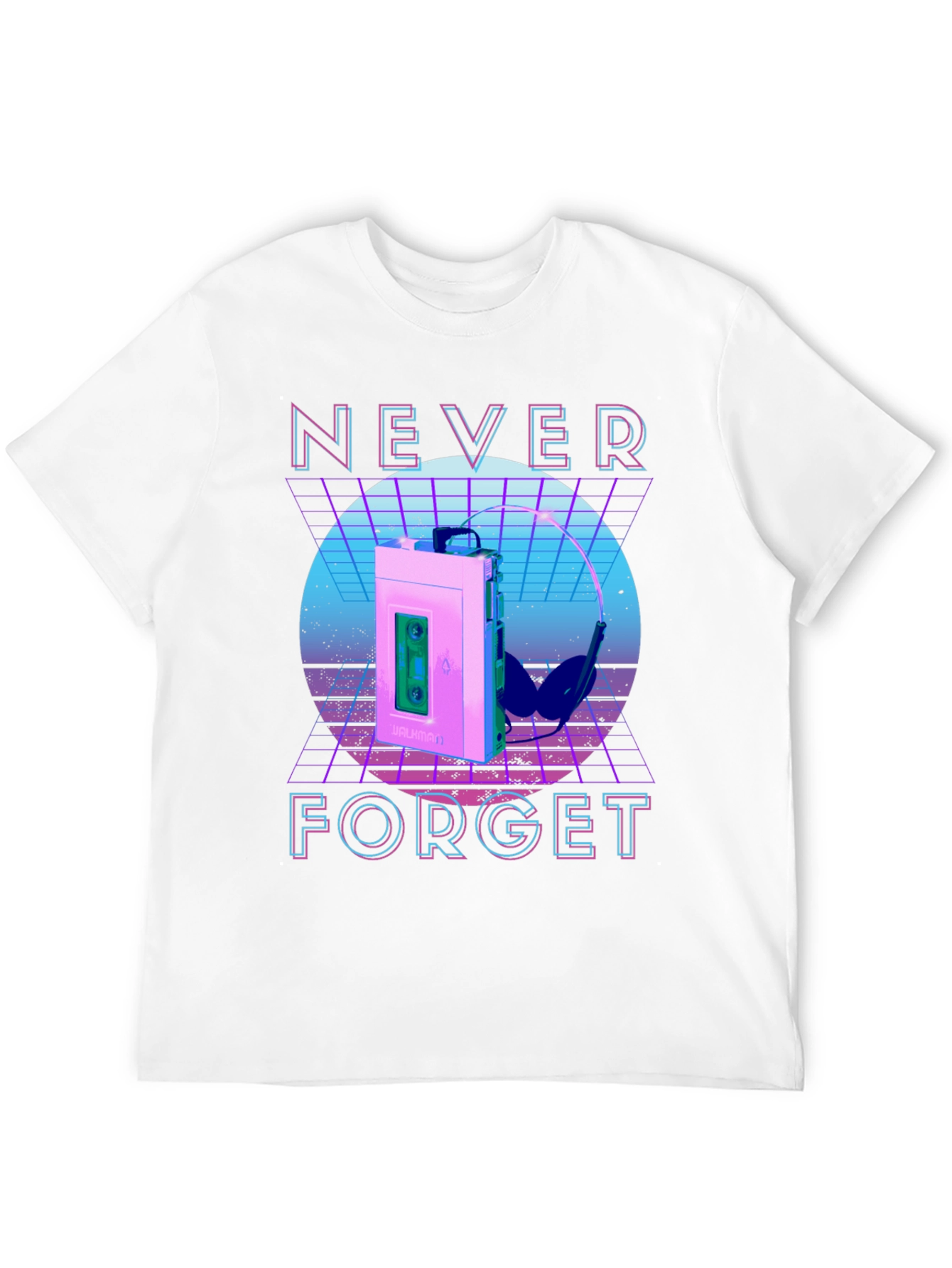Retro Wave Never Forget Cassette Player Graphic T-Shirt