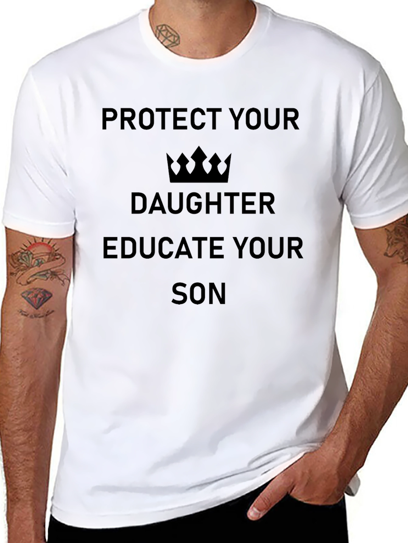Protect Daughter Educate Son Black T-Shirt