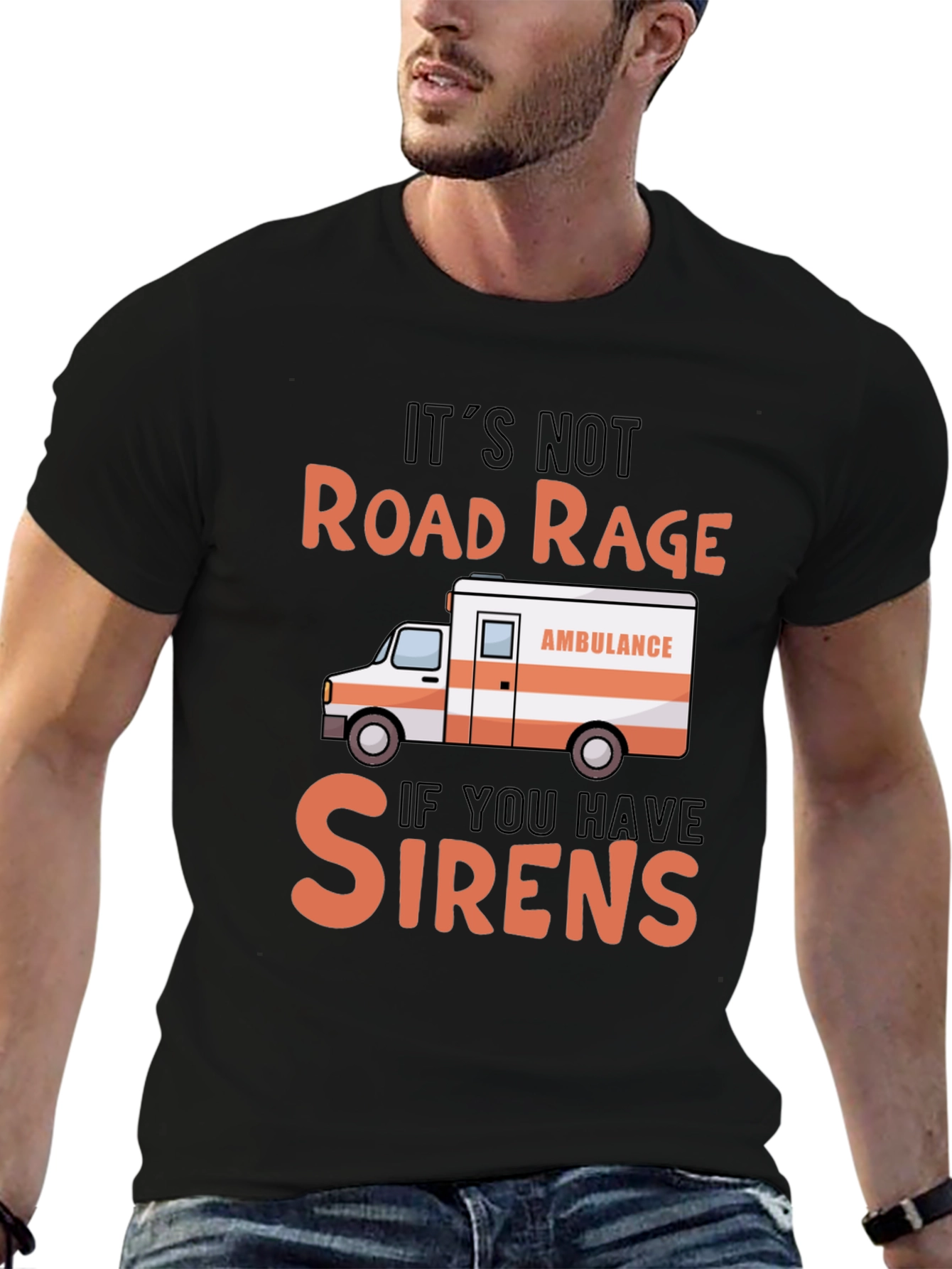 Road Rage Sirens Black Graphic T-Shirt