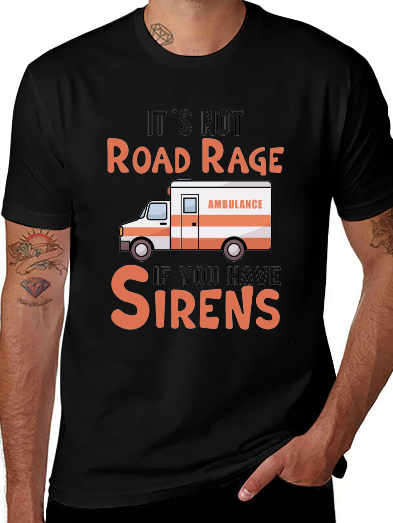 Road Rage Sirens Black Graphic T-Shirt
