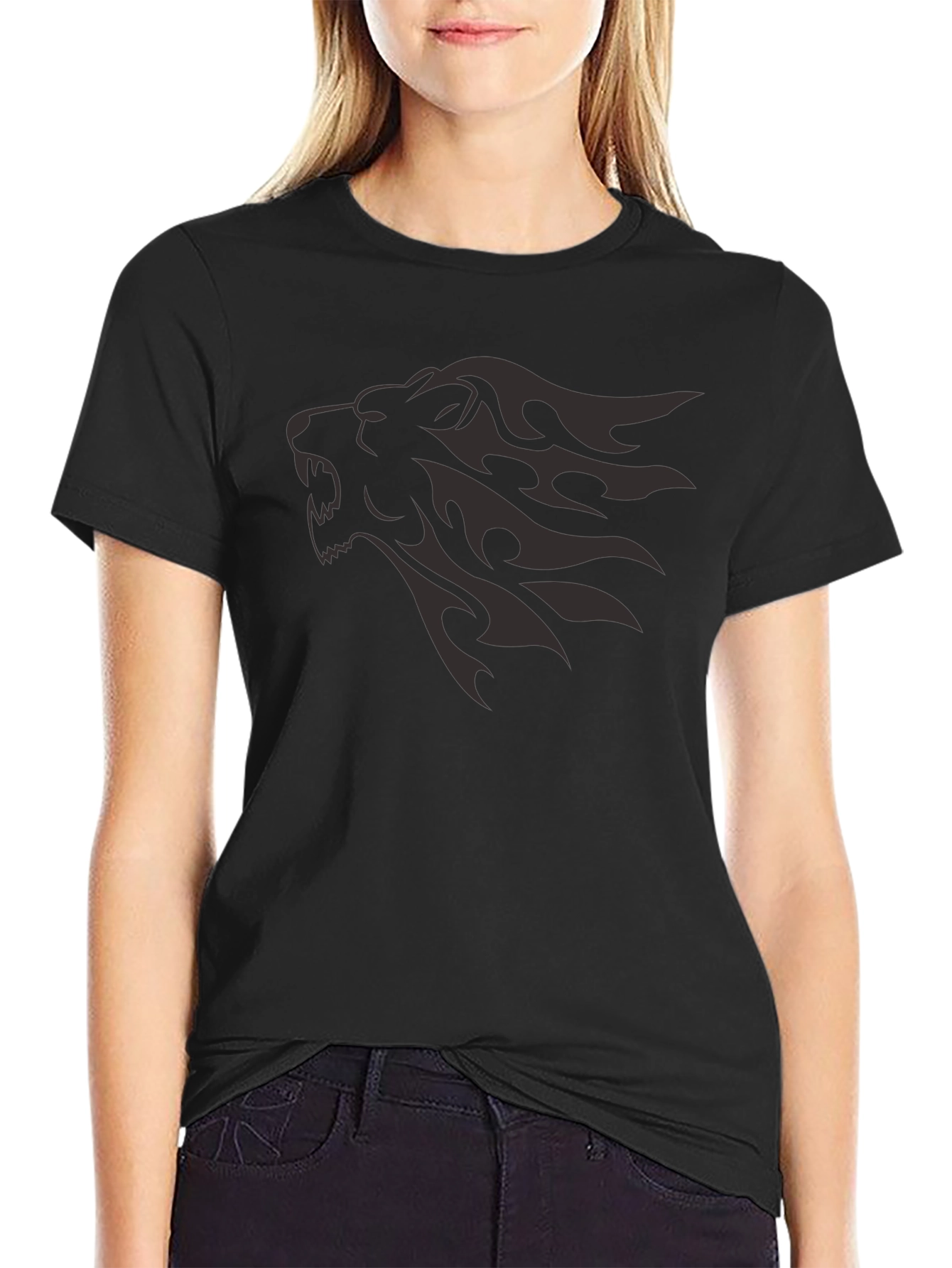 Lion Head Graphic Tee - Black