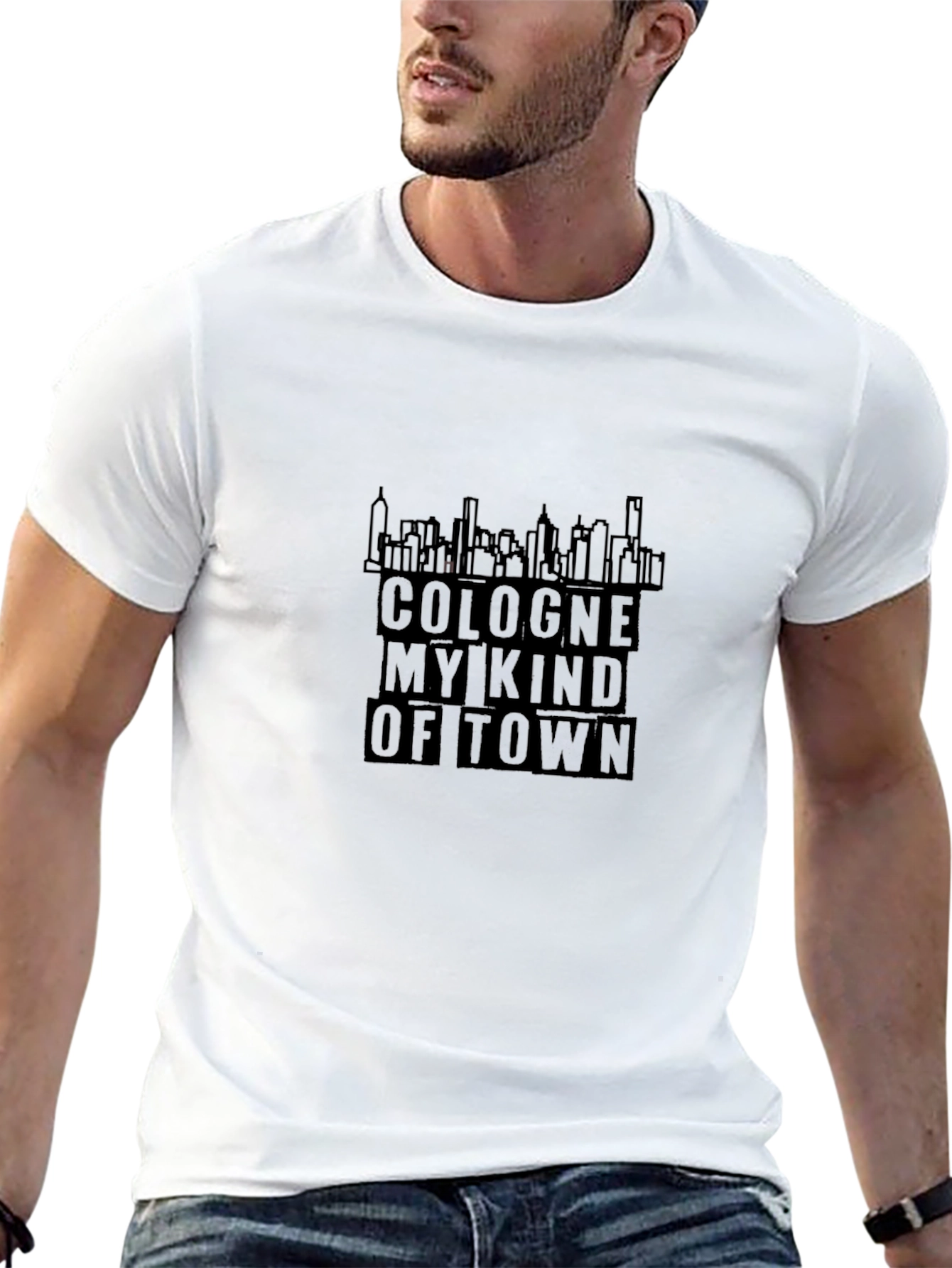 Cologne My Kind Of Town Mens Black Graphic T-Shirt
