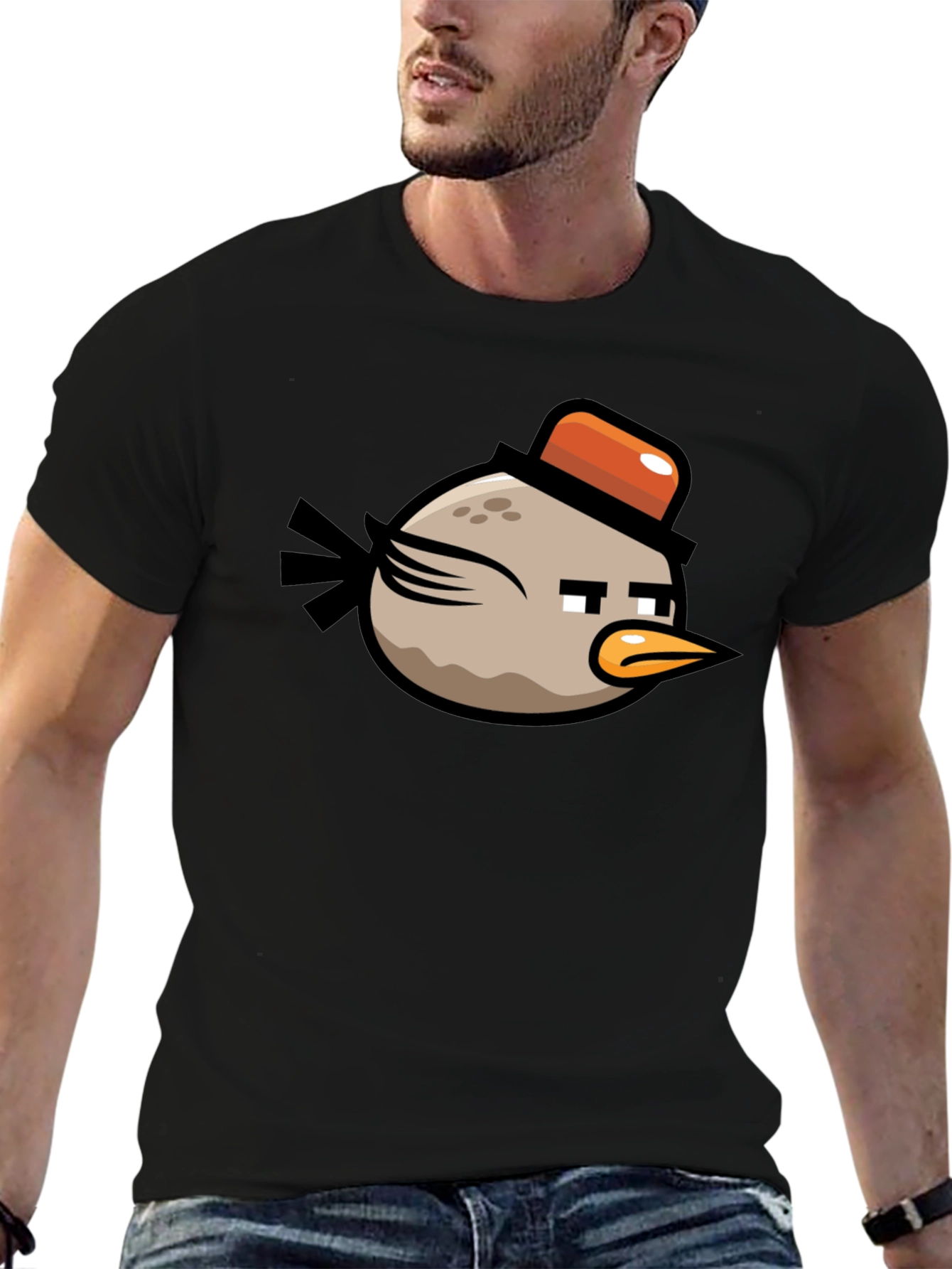 Angry Birds Bomb Character Mens Black T-Shirt