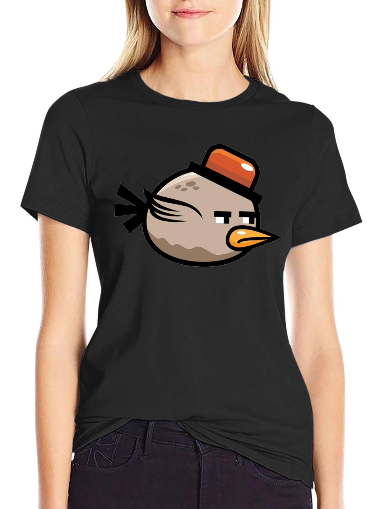 Angry Birds Bomb Character Mens Black T-Shirt