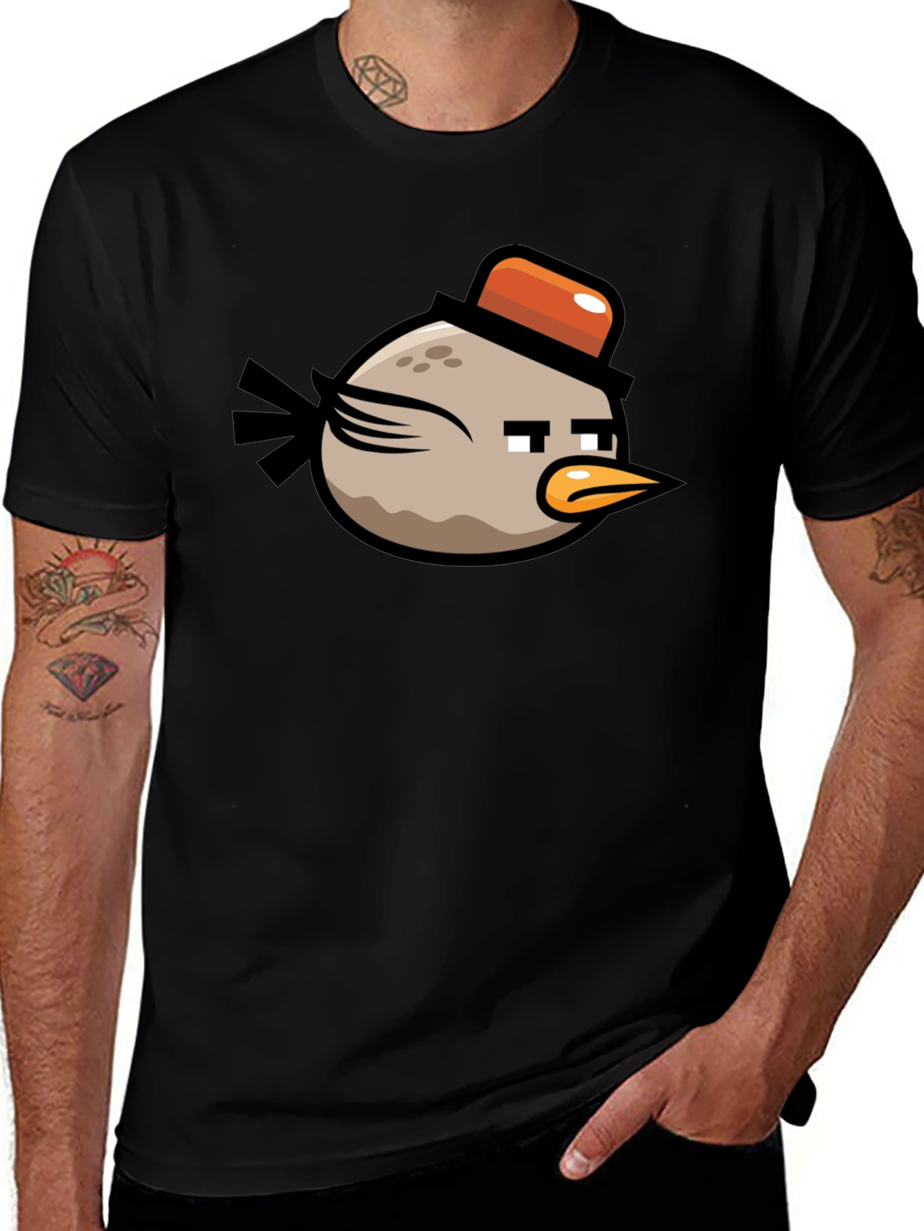 Angry Birds Bomb Character Mens Black T-Shirt