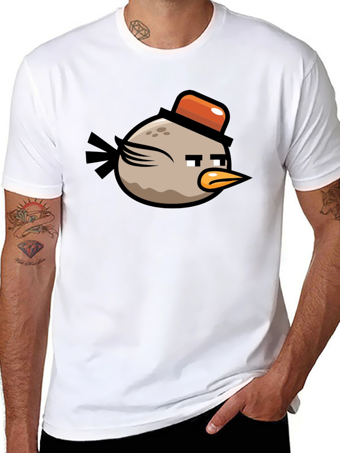Angry Birds Bomb Character Mens Black T-Shirt
